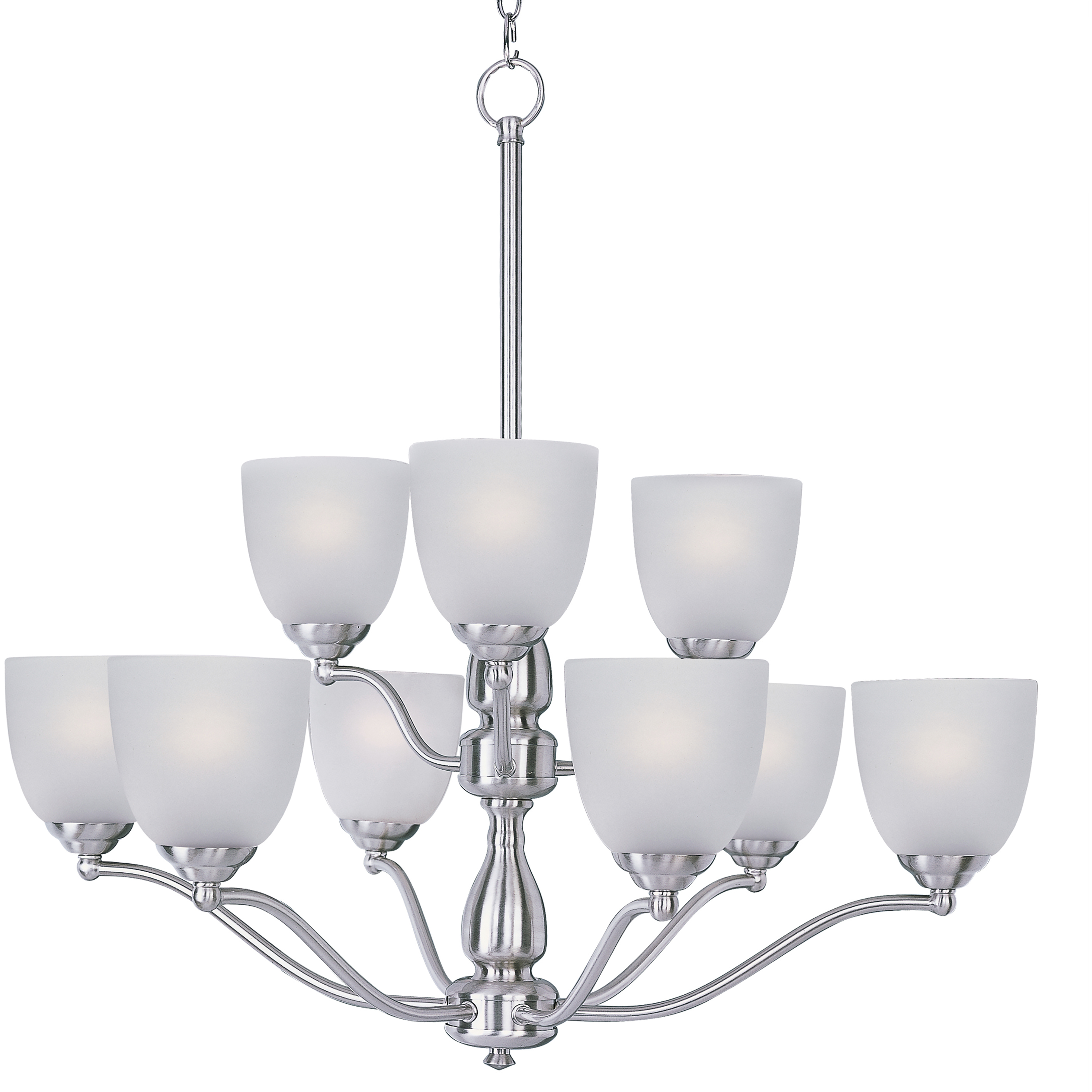 Stefan 9 Light 30 inch Satin Nickel Multi-Tier Chandelier Ceiling Light