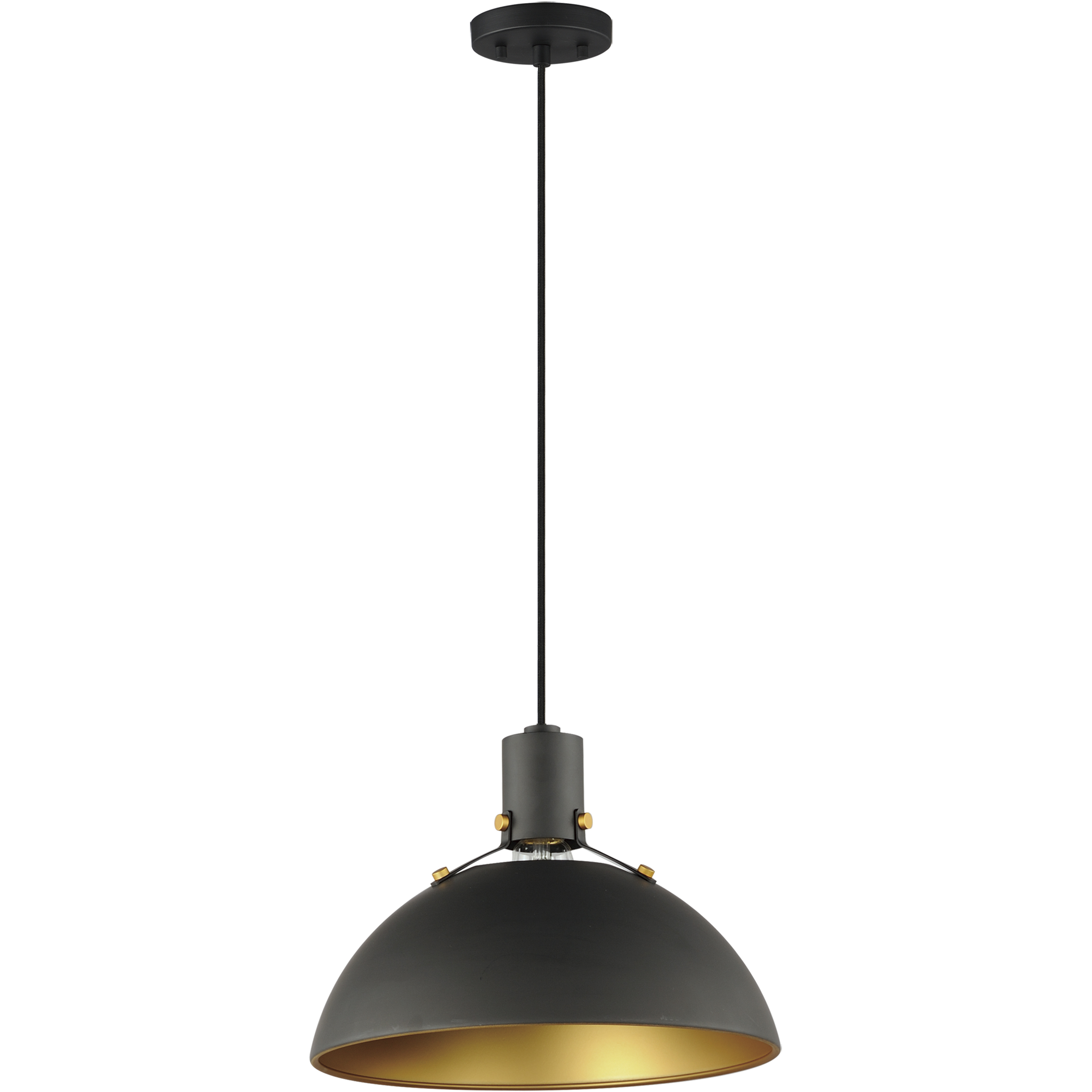 Dawn 1 Light 12 inch Antique Brass and Black Single Pendant Ceiling Light