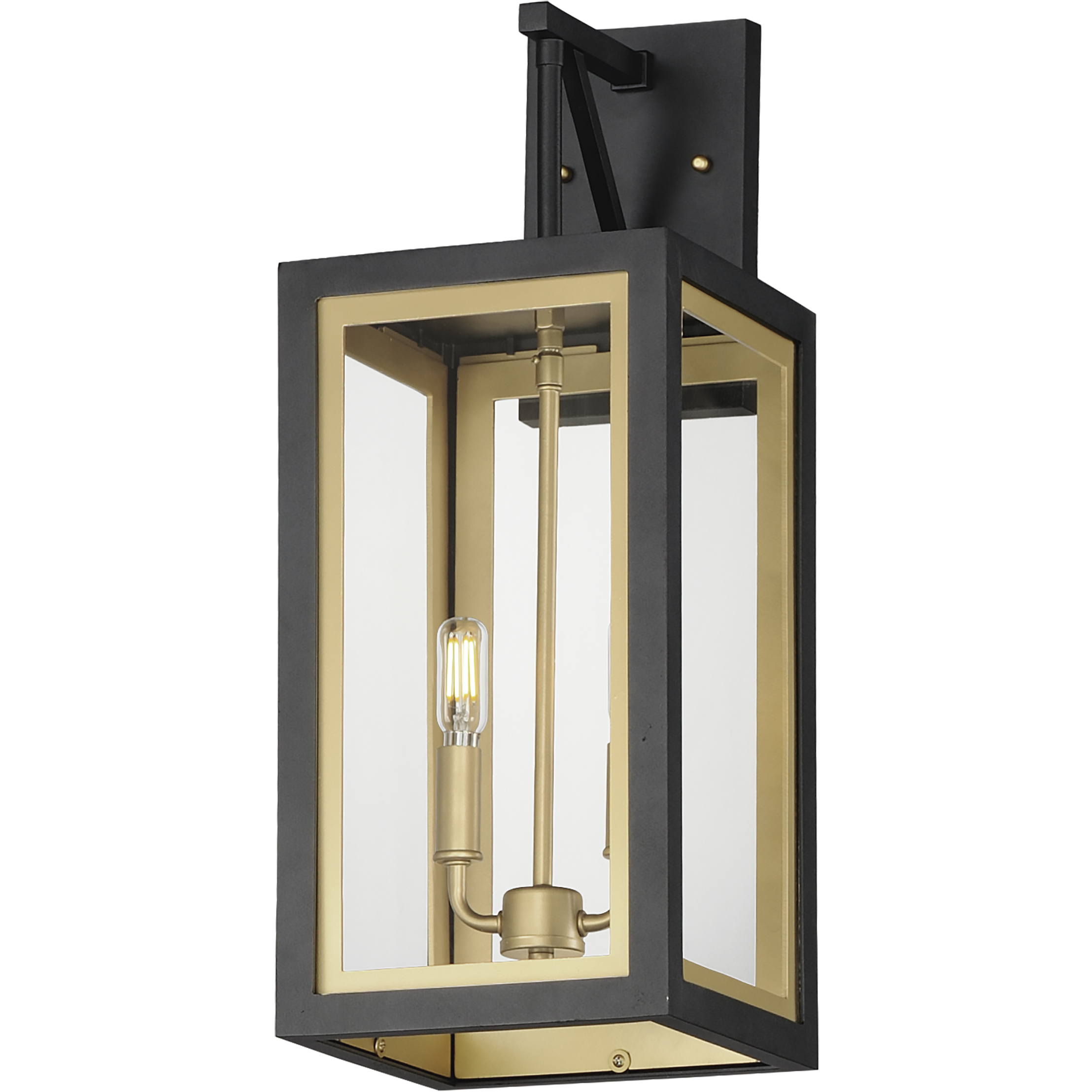 Neoclass 2 Light 21 inch Black and Gold Outdoor Wall Mount