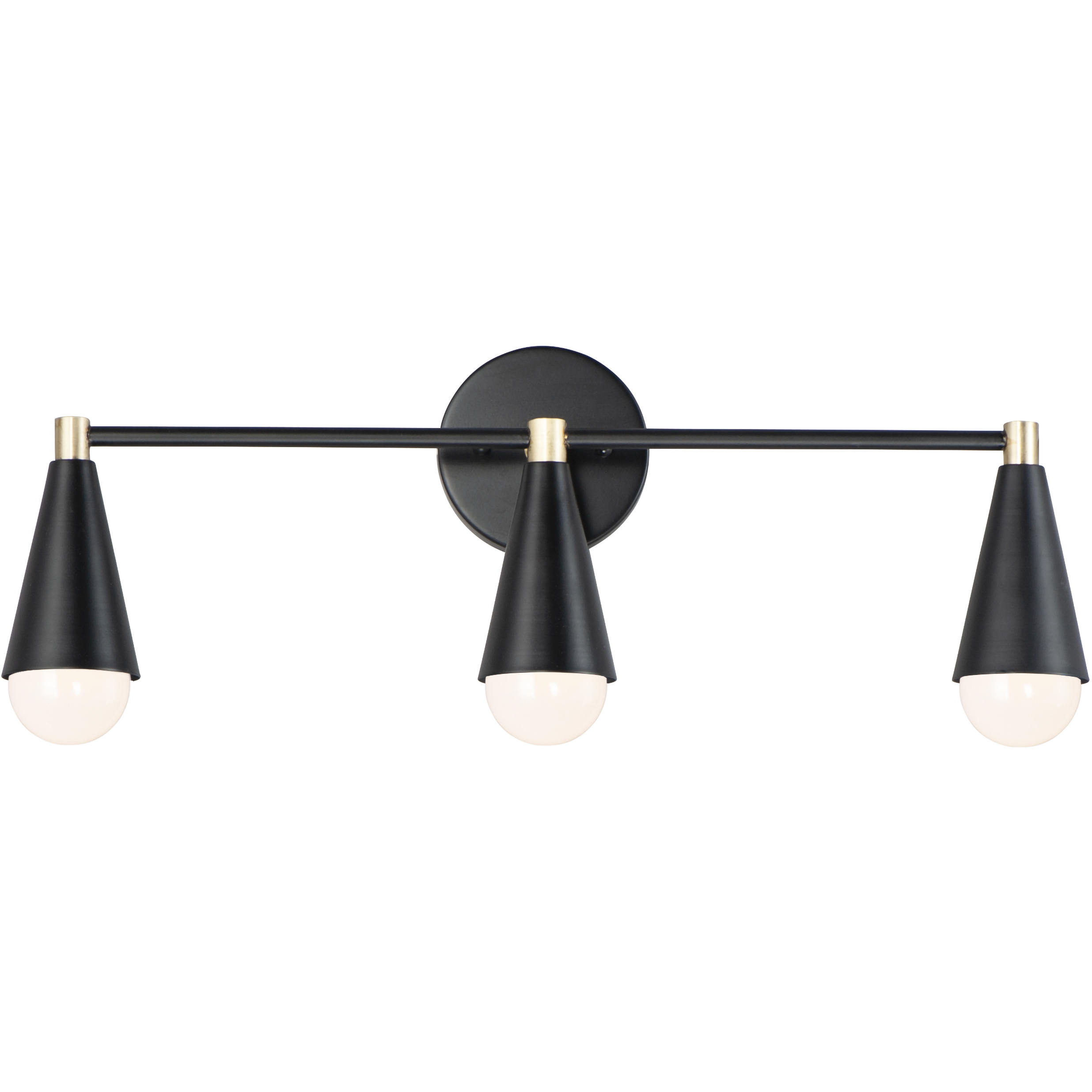 Lovell 3 Light 24 inch Black and Satin Brass Bath Vanity Wall Light in Bulb Not Included