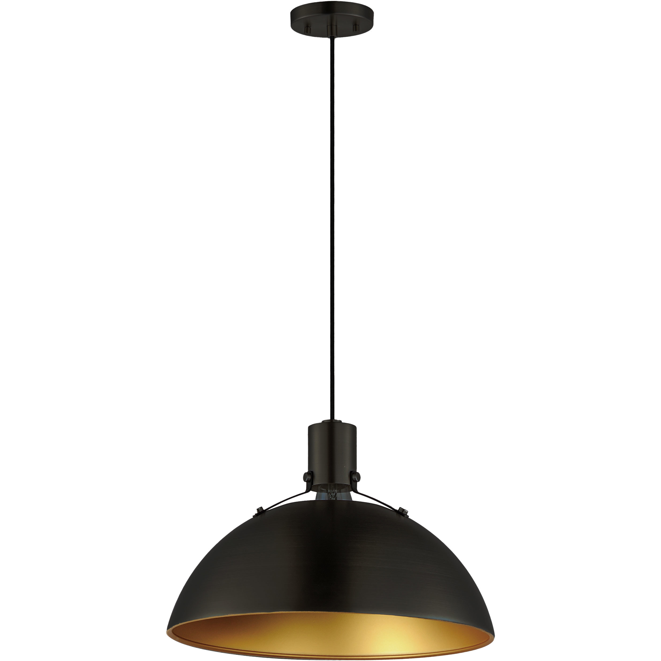 Dawn 1 Light 15.25 inch Antique Brass and Black Single Pendant Ceiling Light