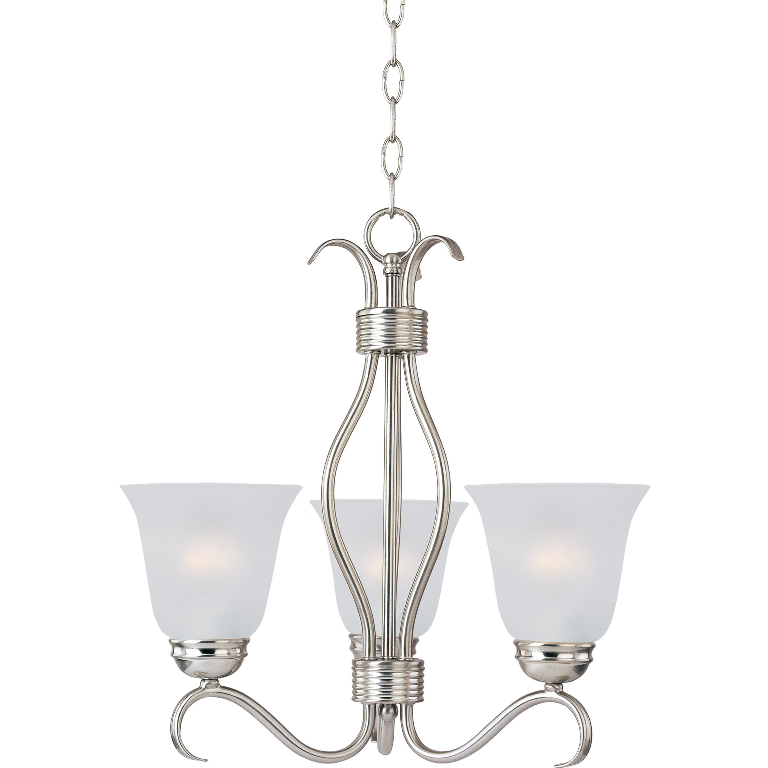 Basix 3 Light 15.75 inch Satin Nickel Mini Chandelier Ceiling Light in Frosted