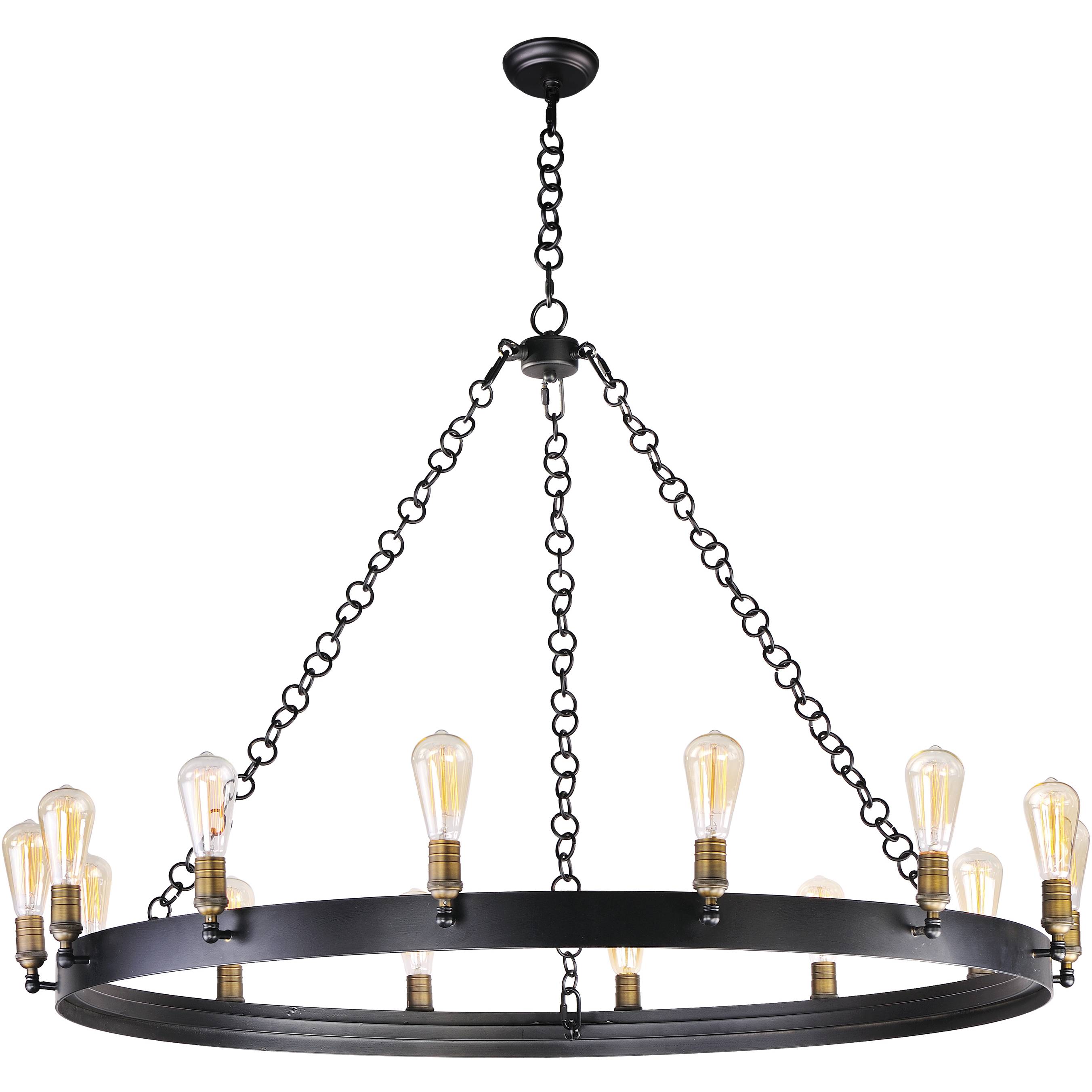 Noble LED 50 inch Black and Natural Aged Brass Chandelier Ceiling Light in Medium Base
