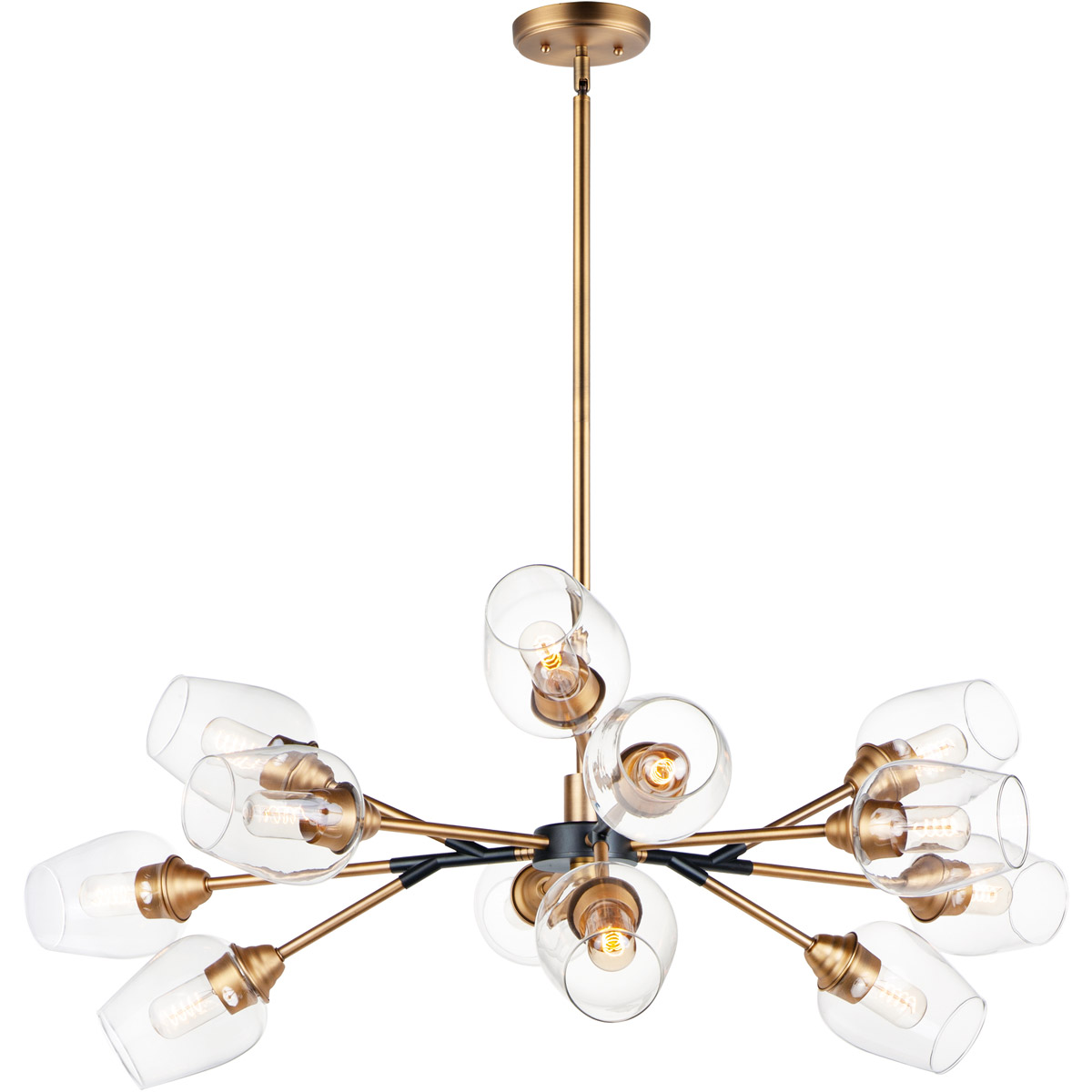 Maxim 26347CLABBK Savvy 12 Light 46 inch Antique Brass Black Chandelier Ceiling Light