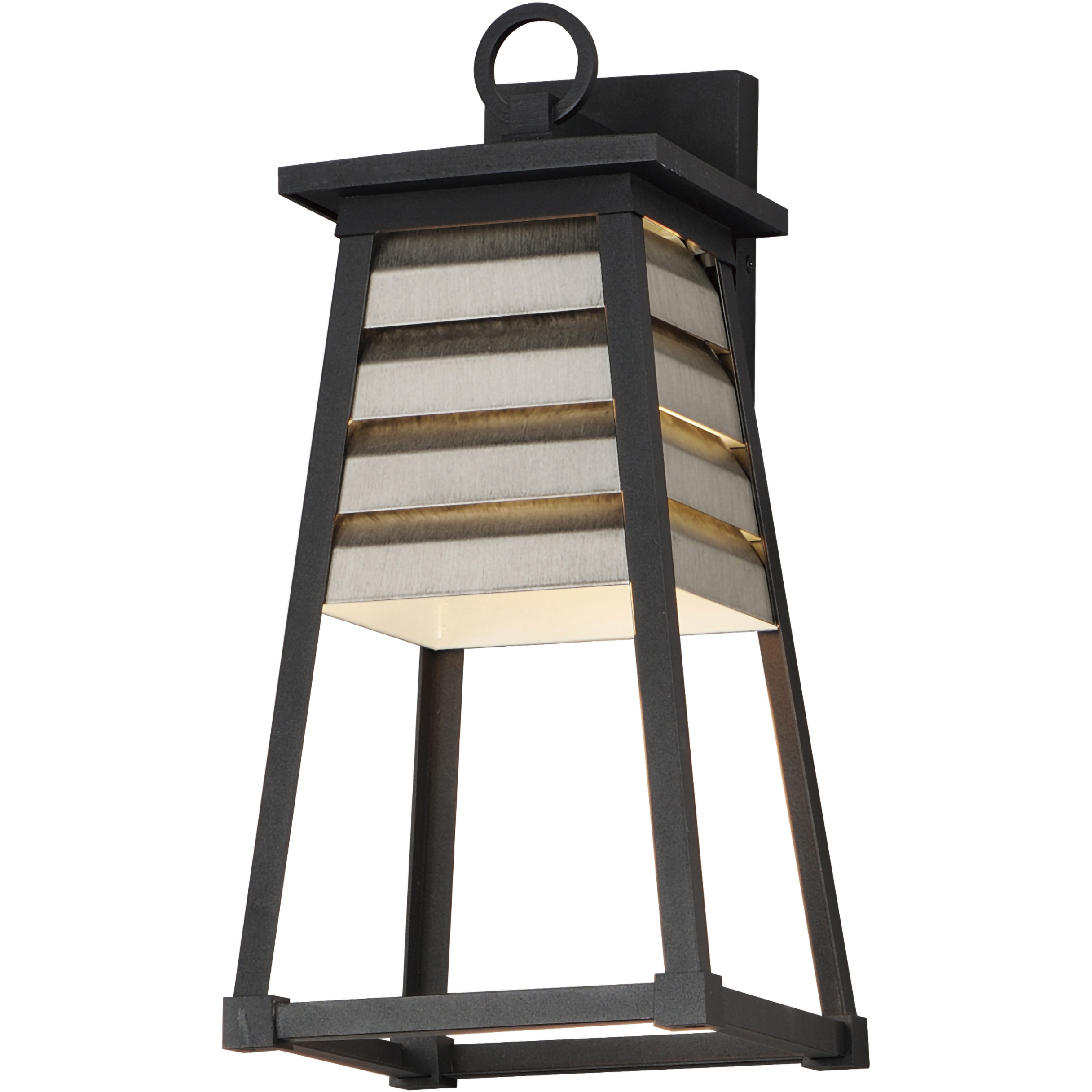 Shutters 1 Light 18 inch Weathered Zinc and Black Outdoor Wall Mount