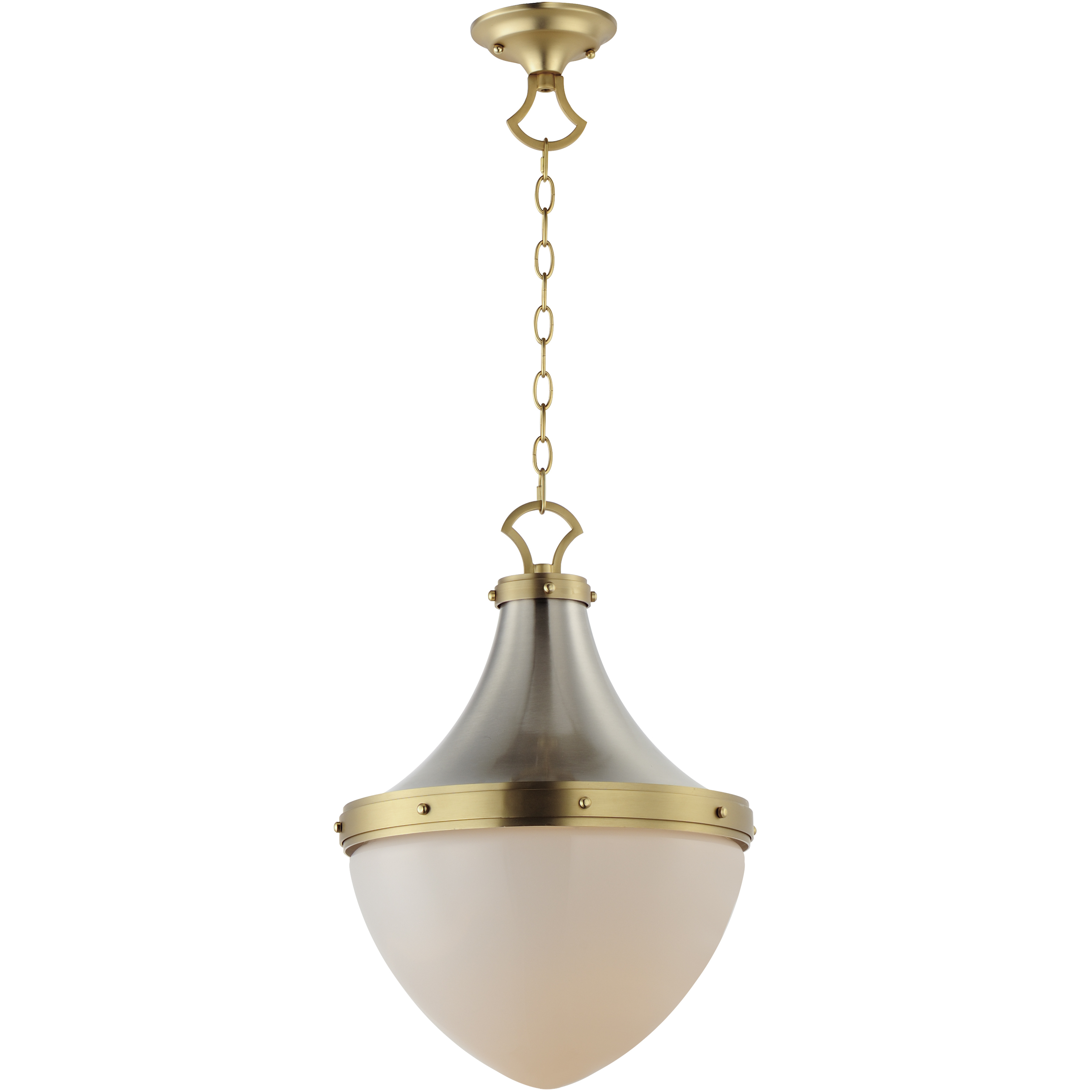 Conrad 1 Light 15 inch Satin Nickel and Satin Brass Single Pendant Ceiling Light