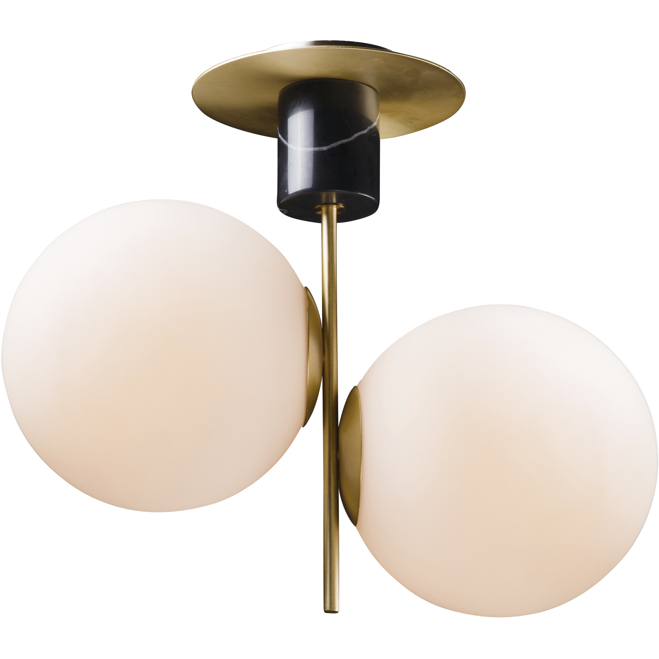 Vesper 2 Light 9.75 inch Satin Brass and Black Semi-Flush Mount Ceiling Light