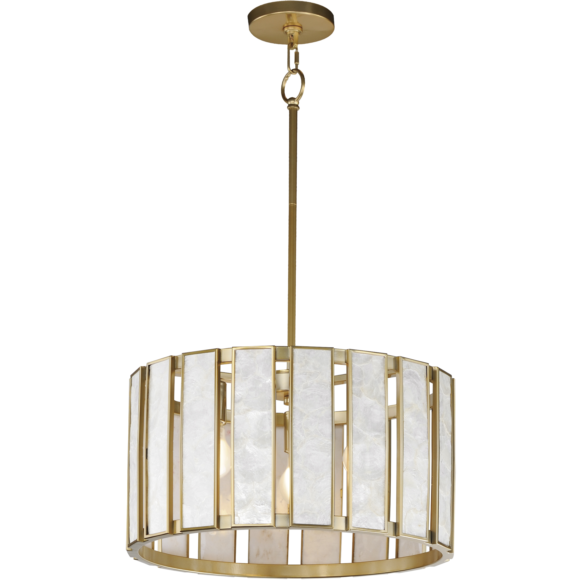 Miramar 3 Light 18 inch Capiz and Natural Aged Brass Single Pendant Ceiling Light