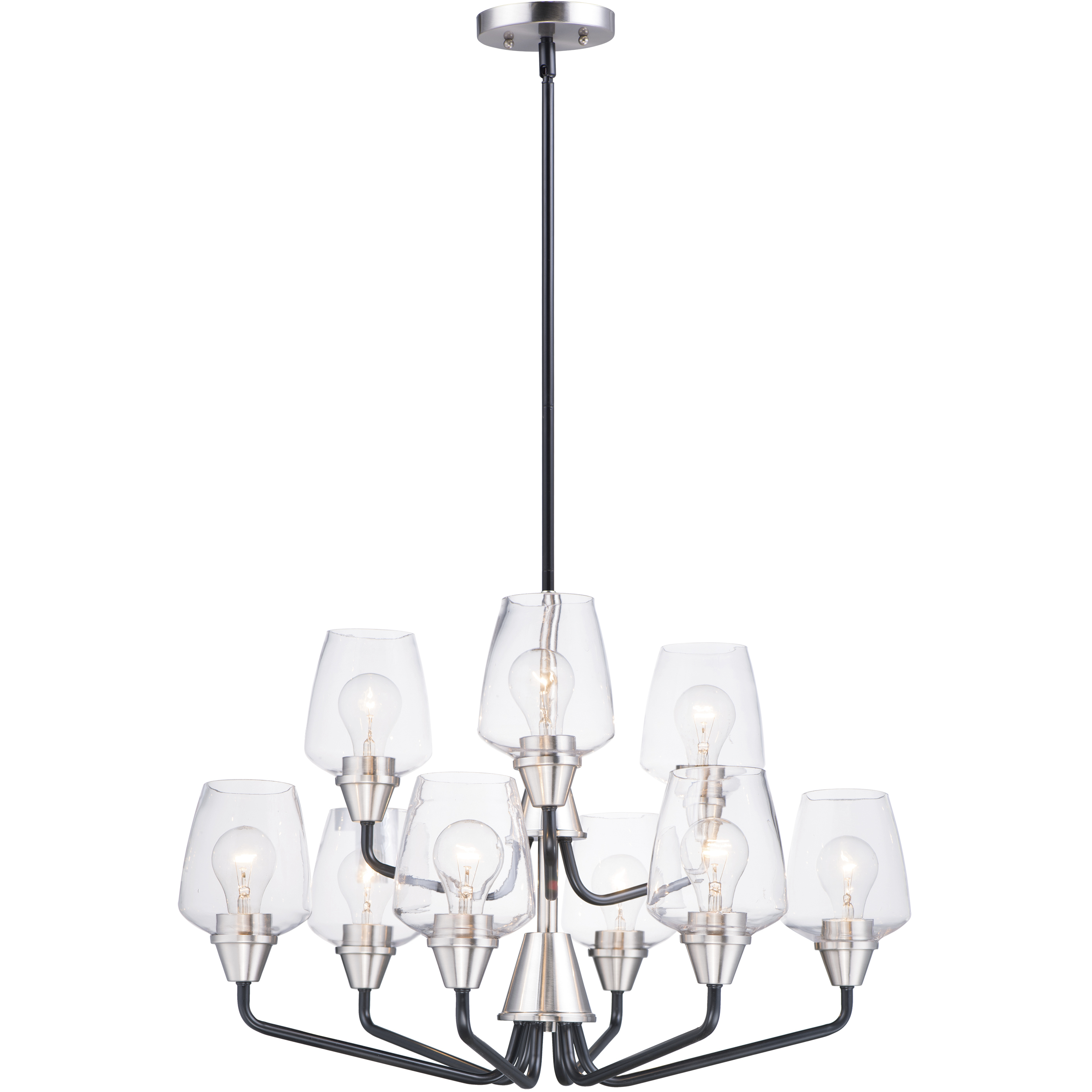 Goblet 9 Light 27 inch Black and Satin Nickel Multi-Tier Chandelier Ceiling Light