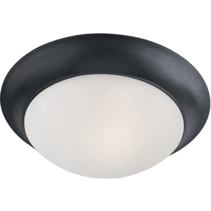 Essentials - 585x 2 Light 14 inch Black Flush Mount Ceiling Light in Frosted