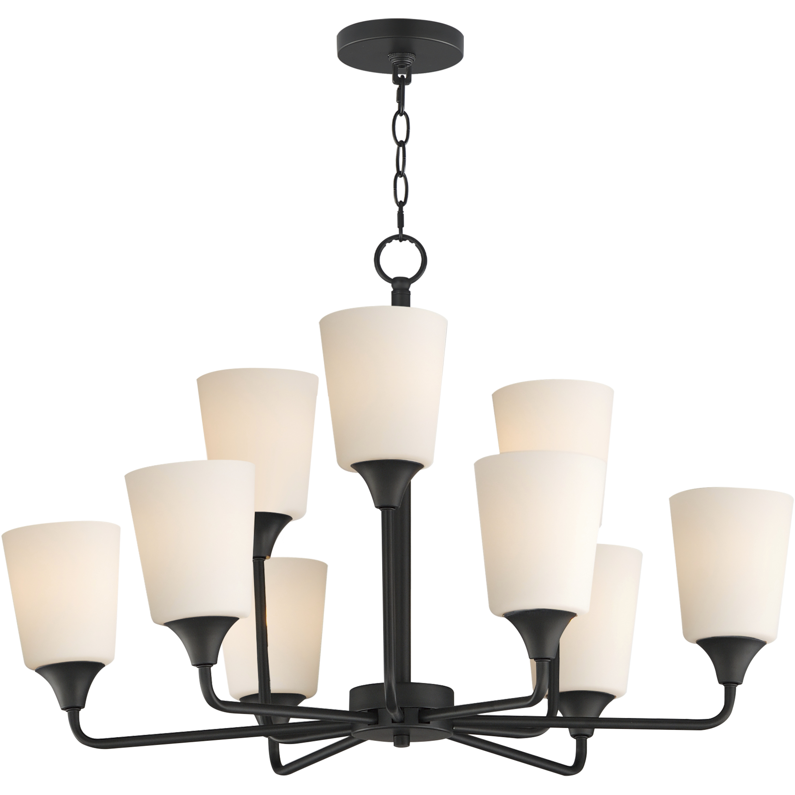 Hudson 9 Light 30 inch Black Multi-Tier Chandelier Ceiling Light in Satin White
