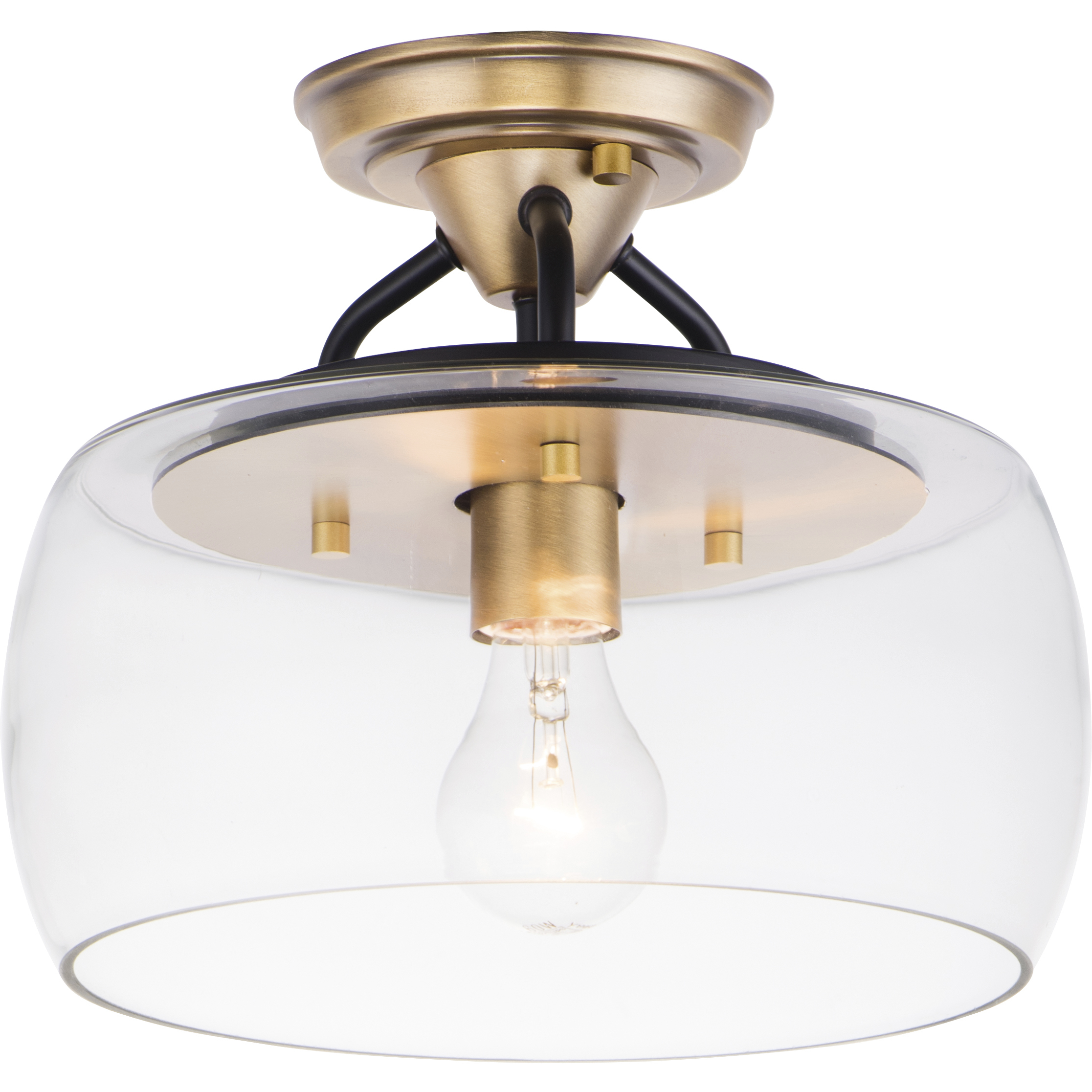 Goblet 1 Light 11 inch Bronze and Antique Brass Semi-Flush Mount Ceiling Light