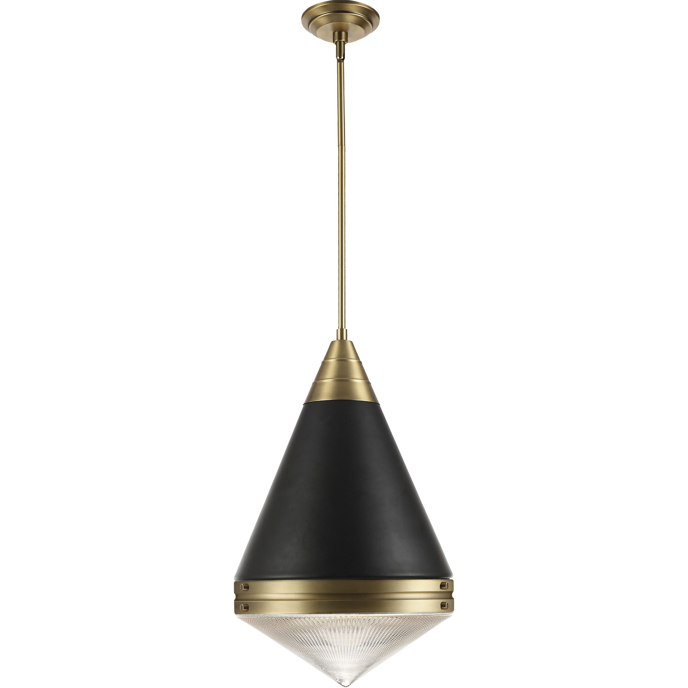 Hargreaves 1 Light 13.5 inch Black and Natural Aged Brass Single Pendant Ceiling Light
