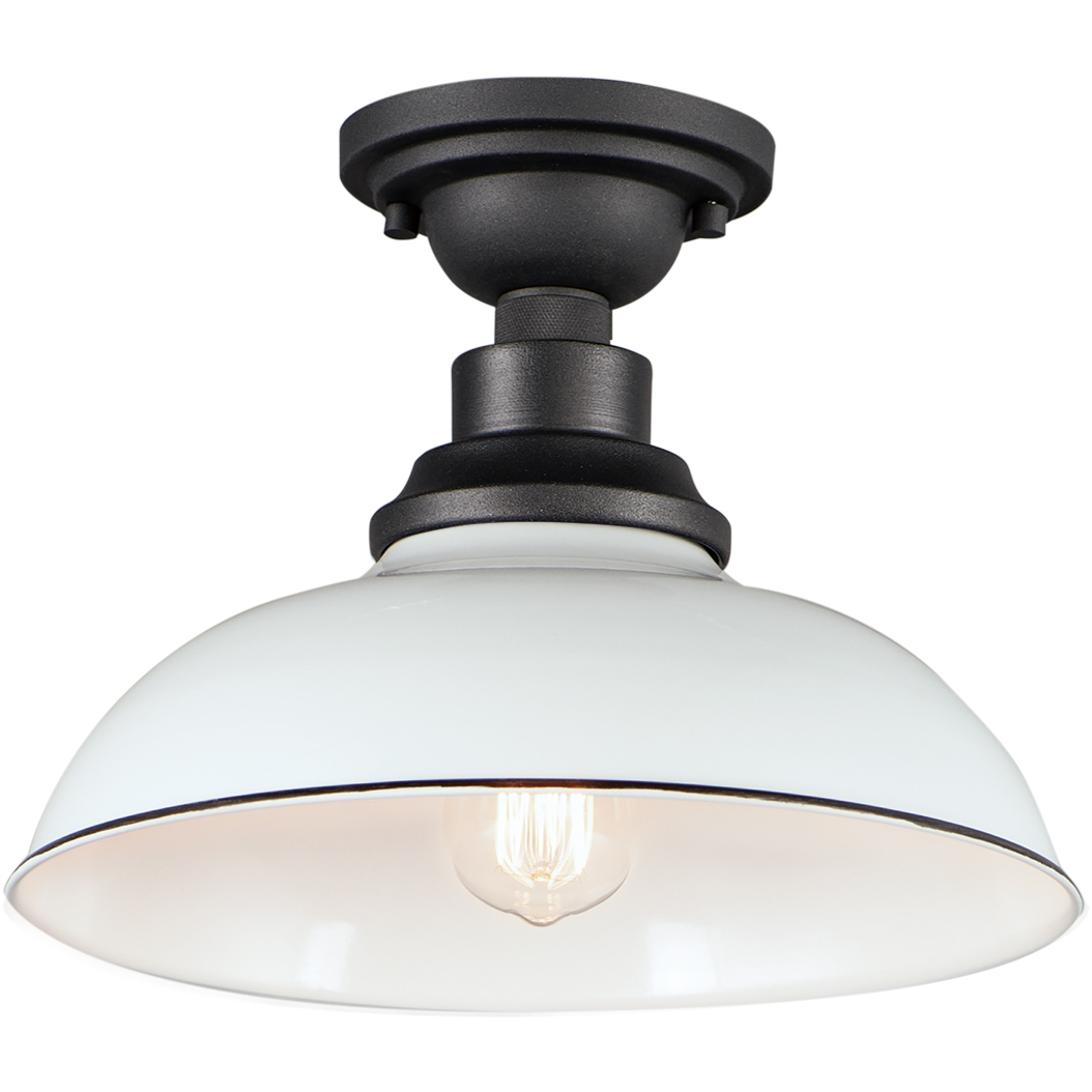 Granville 1 Light 12 inch White and Black Outdoor Flush Mount