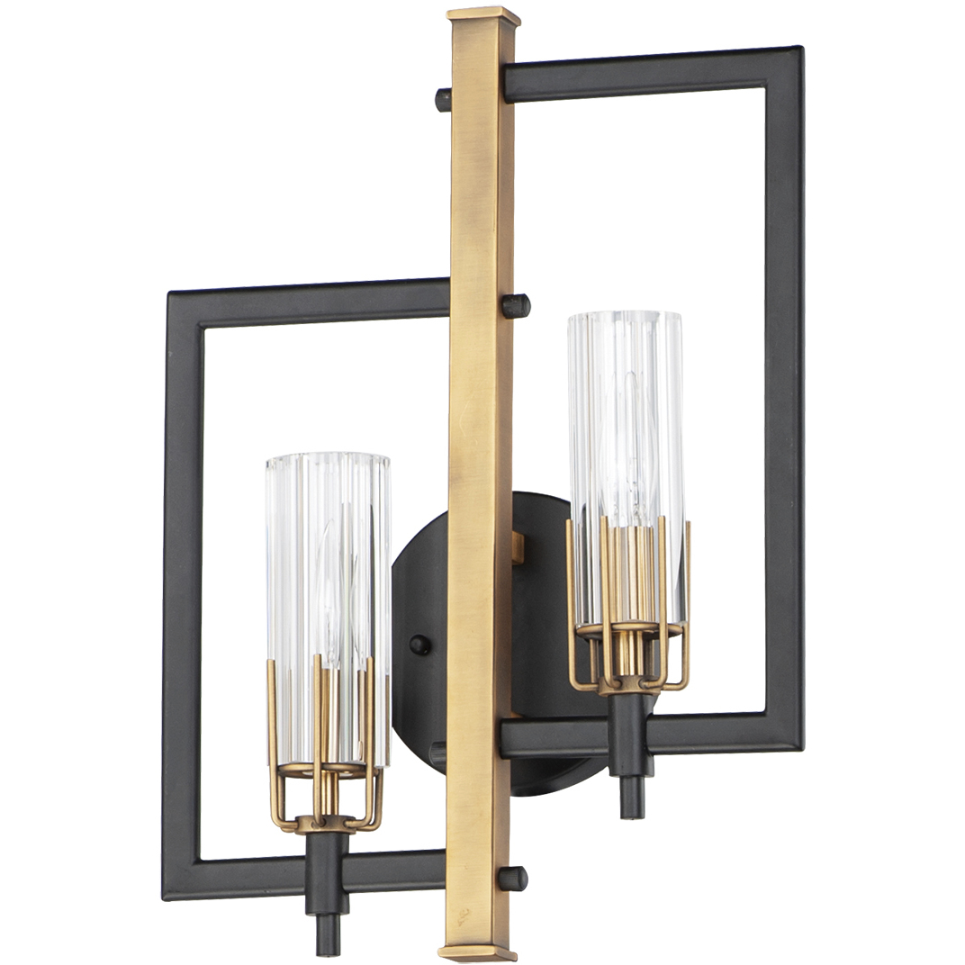 Flambeau 2 Light 13 inch Black and Antique Brass ADA Wall Sconce Wall Light