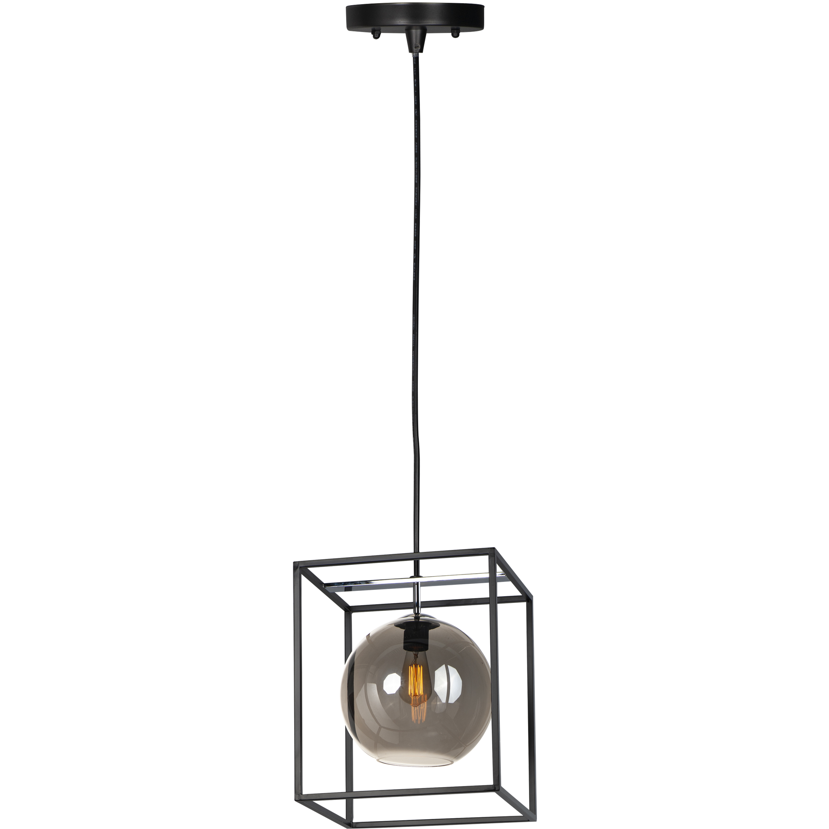 Fluid LED 15 inch Black and Polished Chrome Single Pendant Ceiling Light in Mirror Smoke