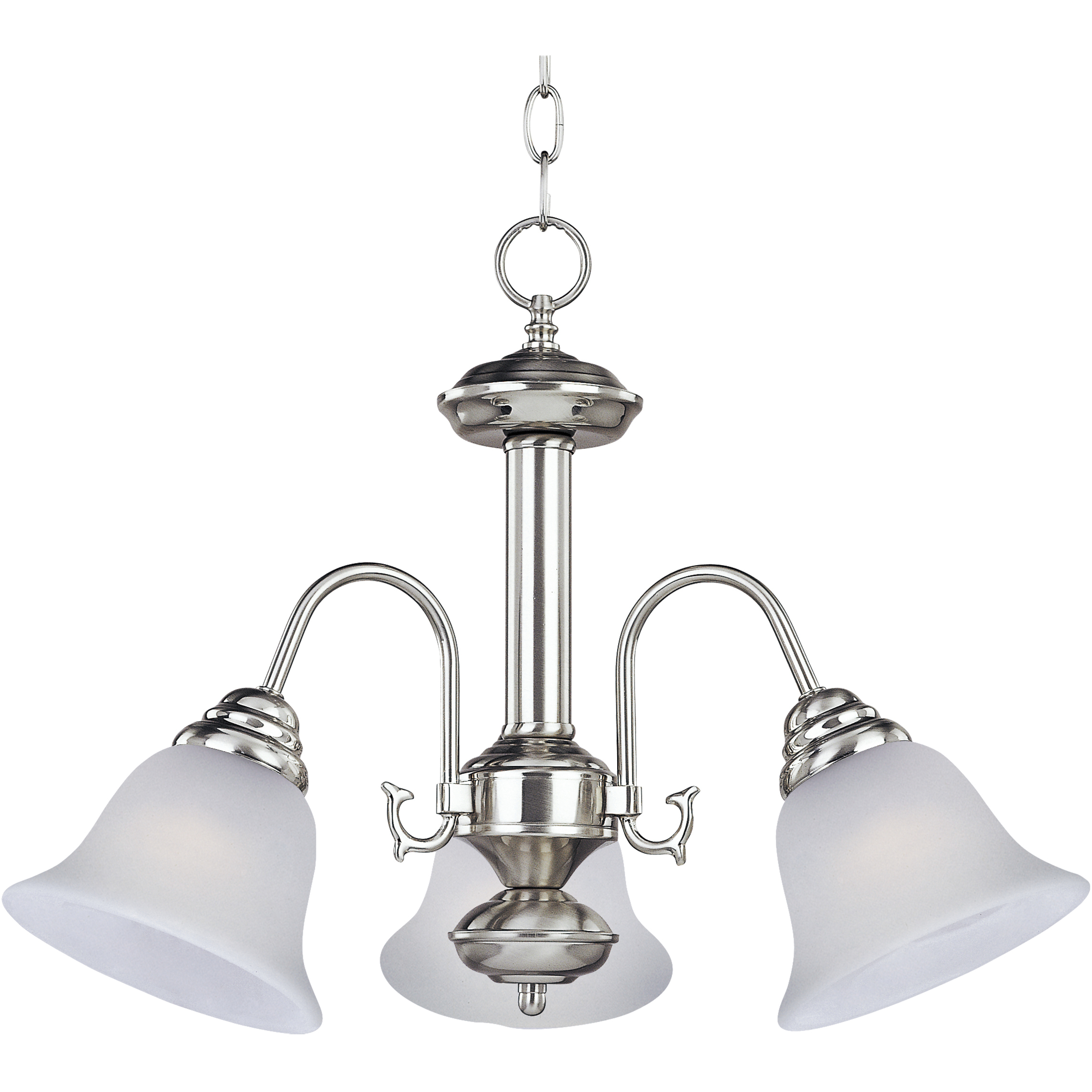 Malaga 3 Light 20 inch Satin Nickel Mini Chandelier Ceiling Light in Frosted