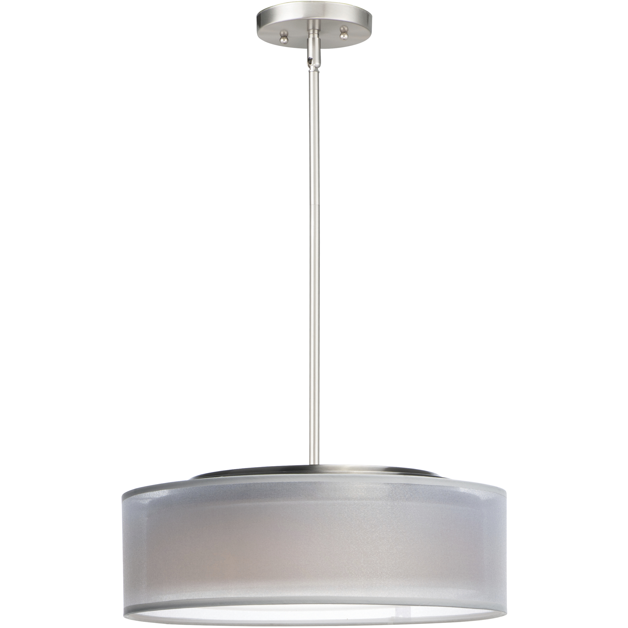 Prime LED 16 inch Satin Nickel Single Pendant Ceiling Light in Gray Felt