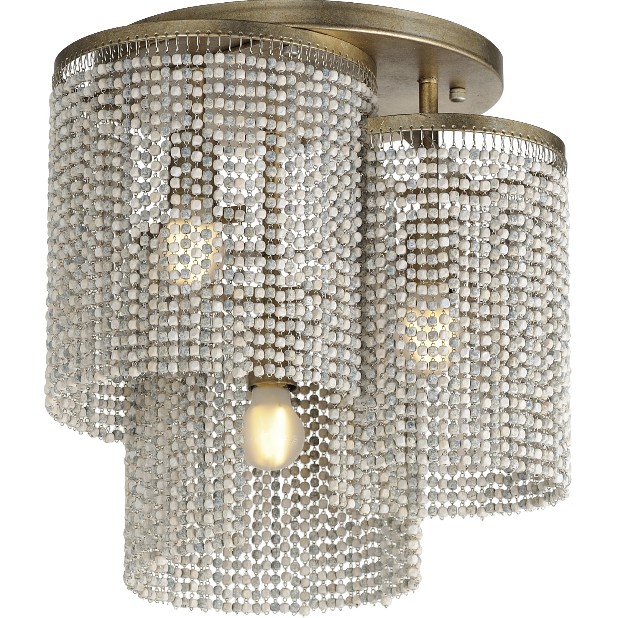 Fontaine 3 Light 16 inch Golden Silver Flush Mount Ceiling Light