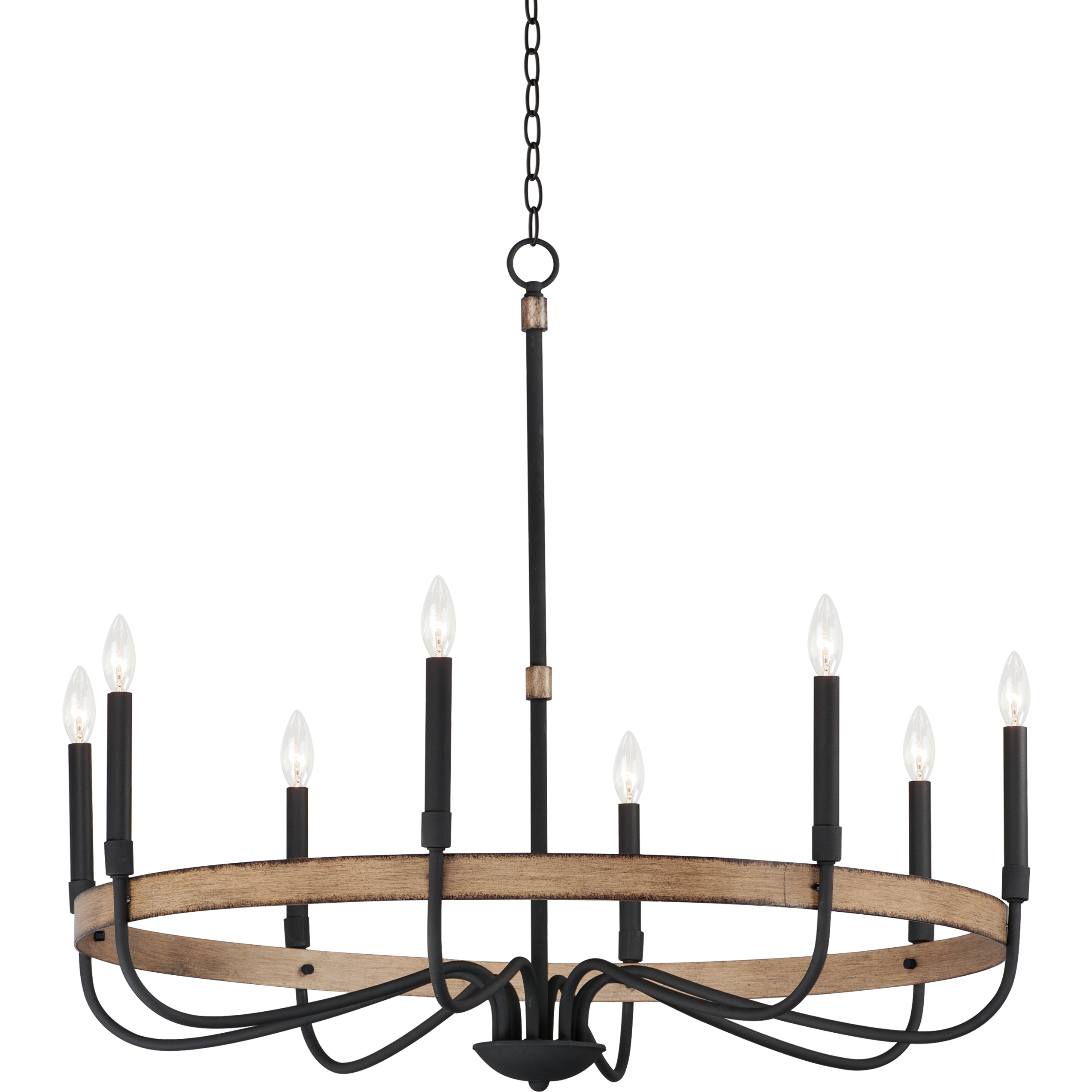Franklin 8 Light 36 inch Driftwood and Black Chandelier Ceiling Light