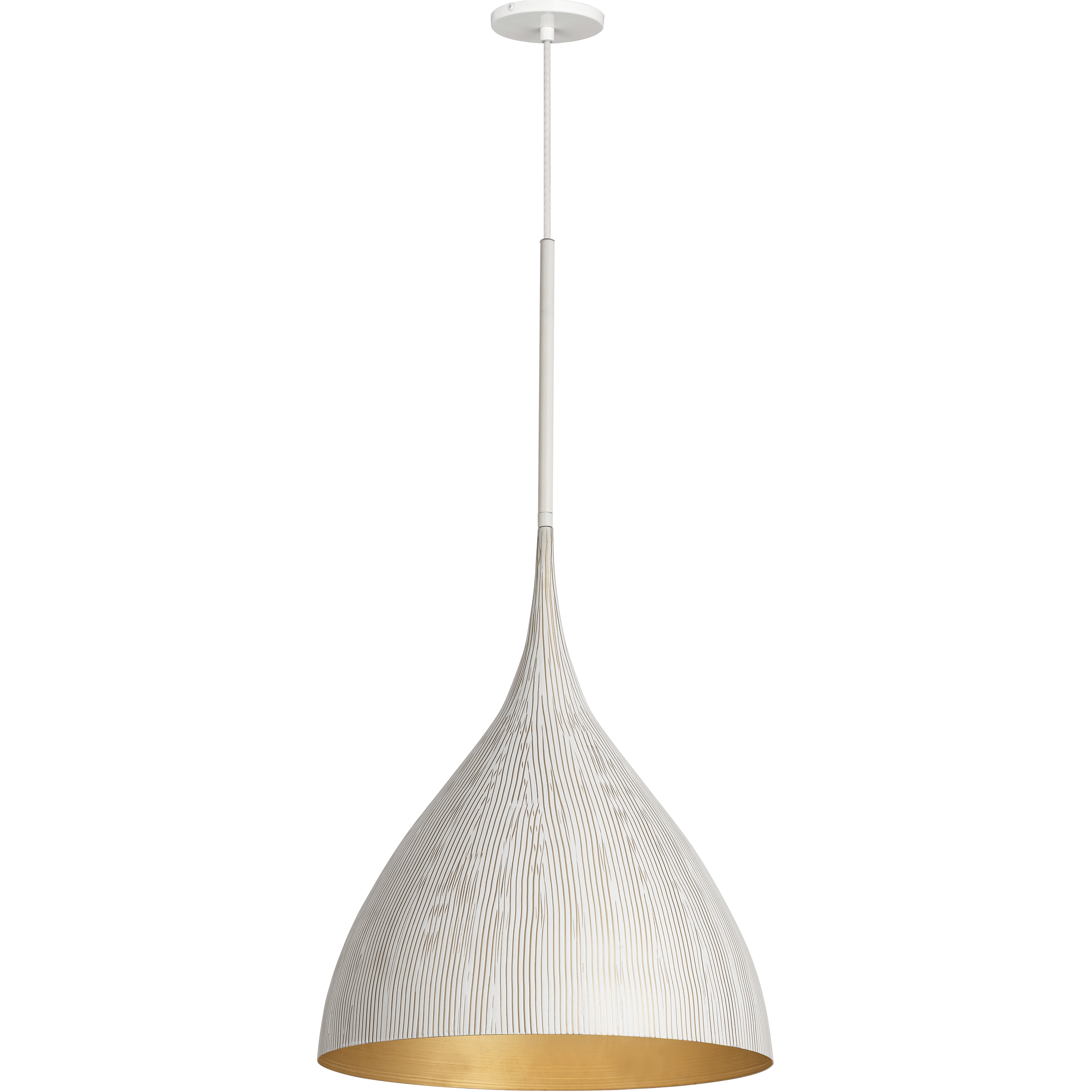 Fleur 1 Light 16.5 inch White and Gold Single Pendant Ceiling Light