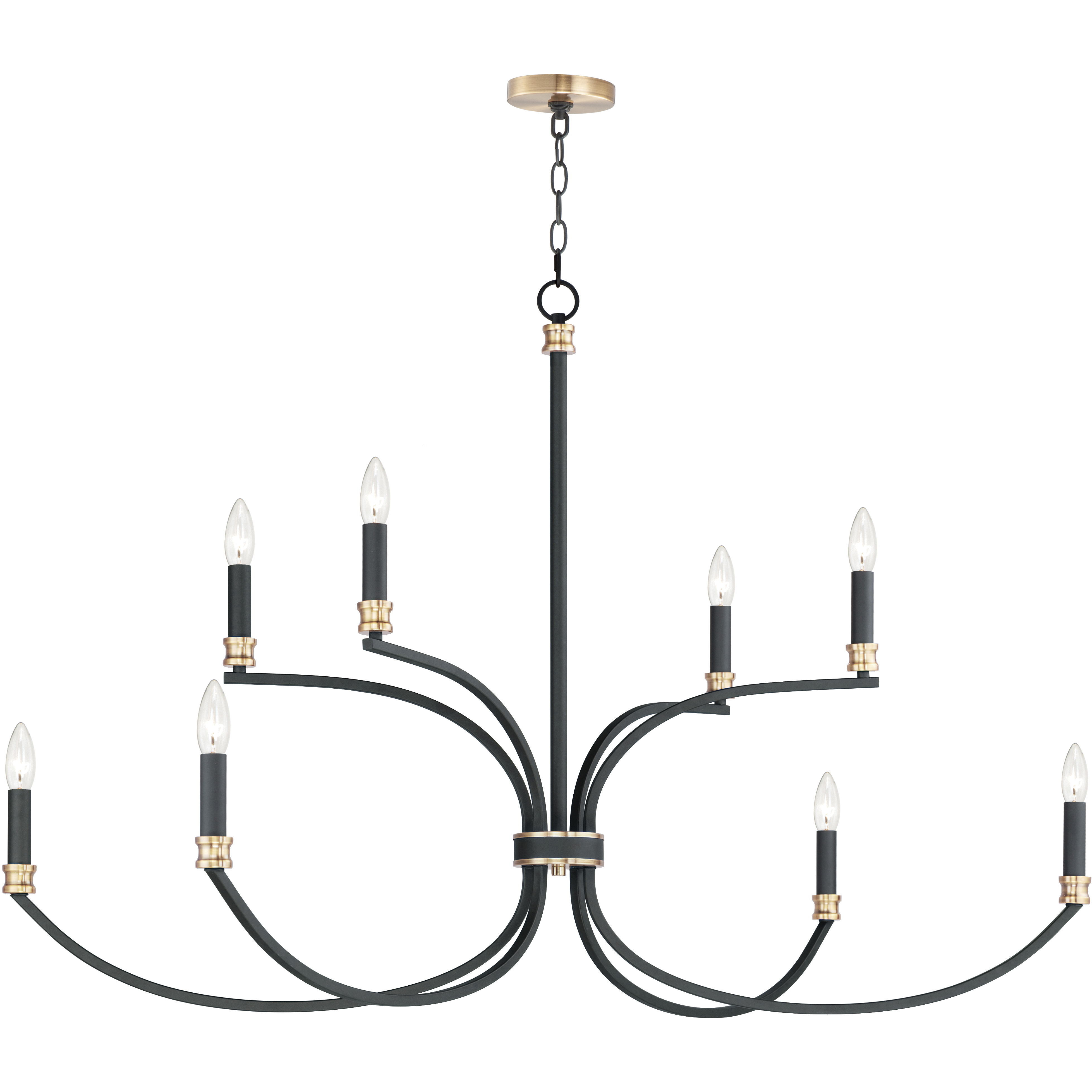 Charlton 8 Light 48 inch Black and Antique Brass Multi-Tier Chandelier Ceiling Light in Antique Brass and Black