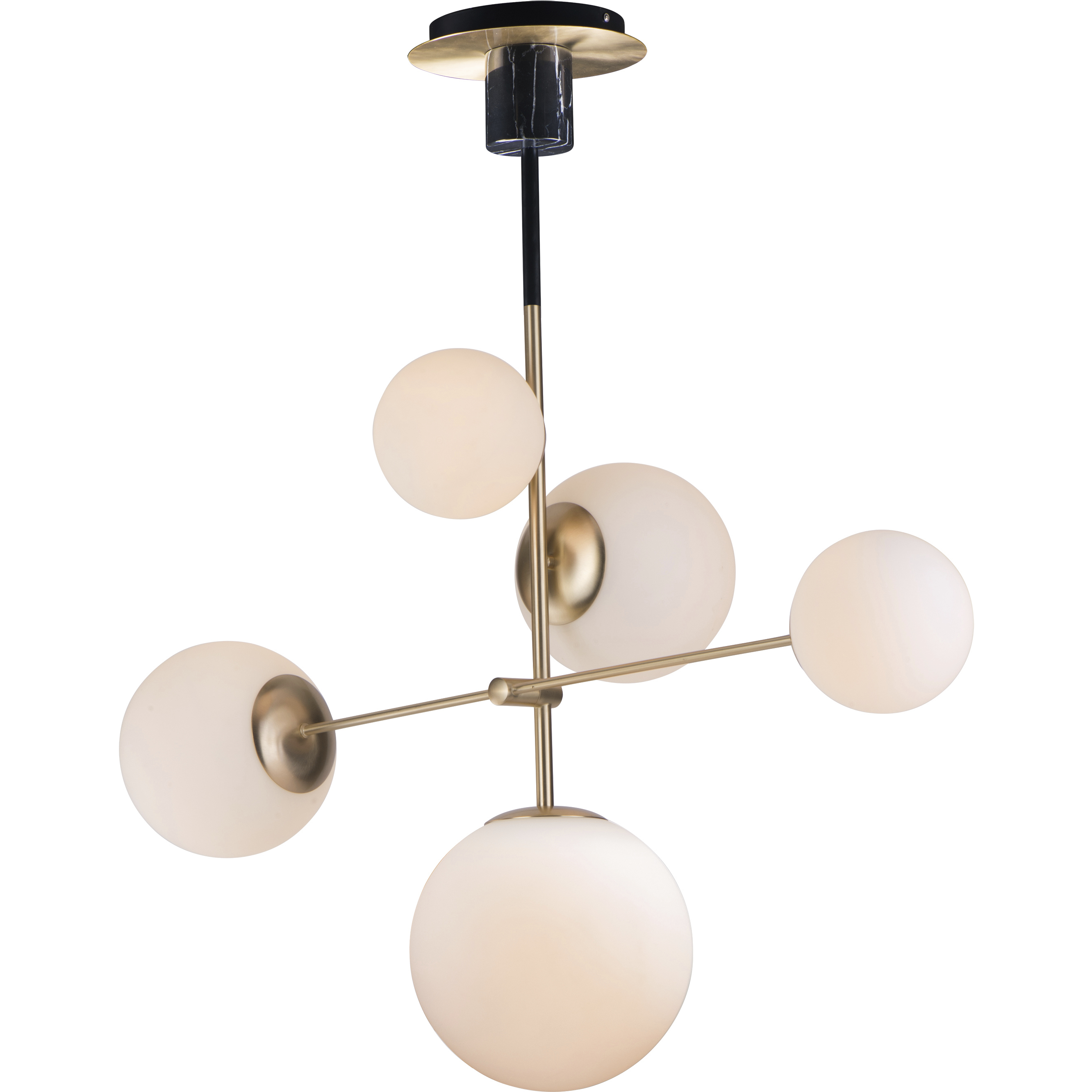 Vesper 5 Light 15 inch Satin Brass and Black Suspension Pendant Ceiling Light