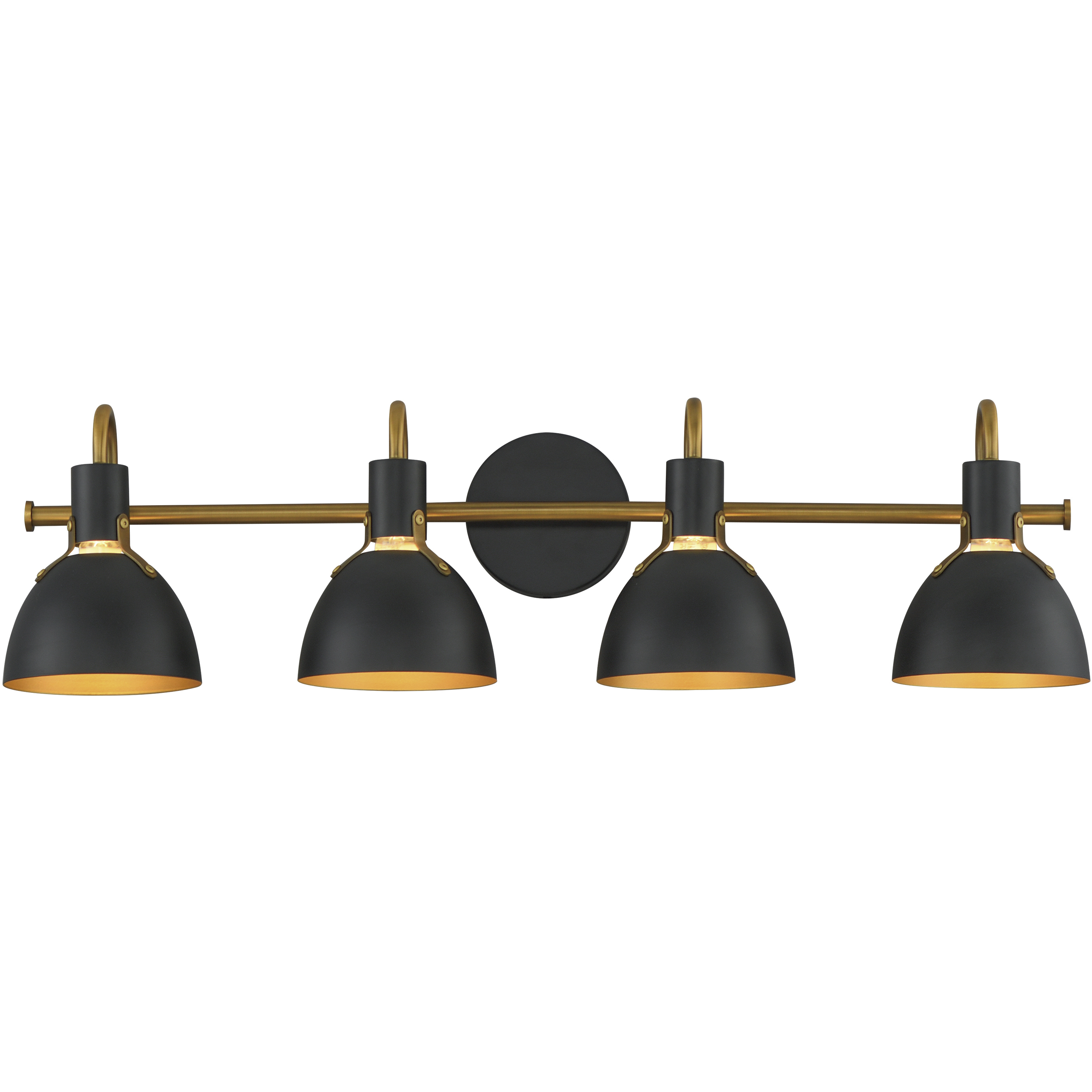 Dusk 4 Light 33.25 inch Black and Antique Brass Bath Vanity Wall Light