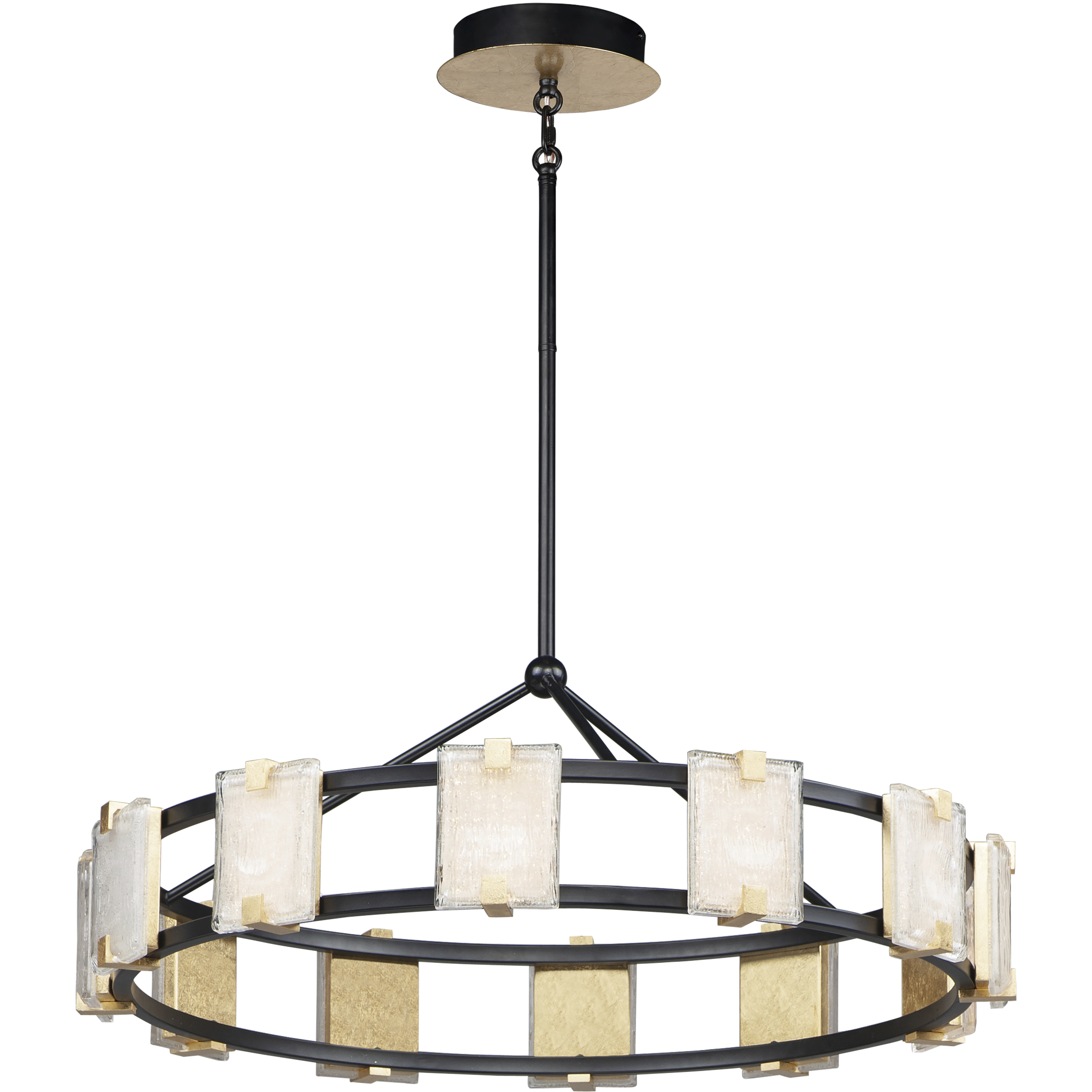 Radiant LED 34.75 inch Black and Gold Leaf Chandelier Ceiling Light