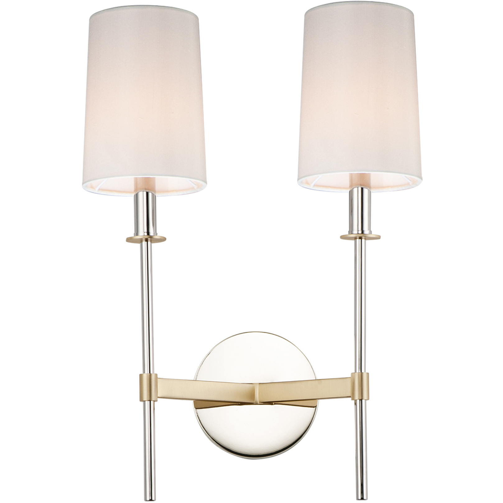Uptown 2 Light 13 inch Satin Brass and Polished Nickel Wall Sconce Wall Light