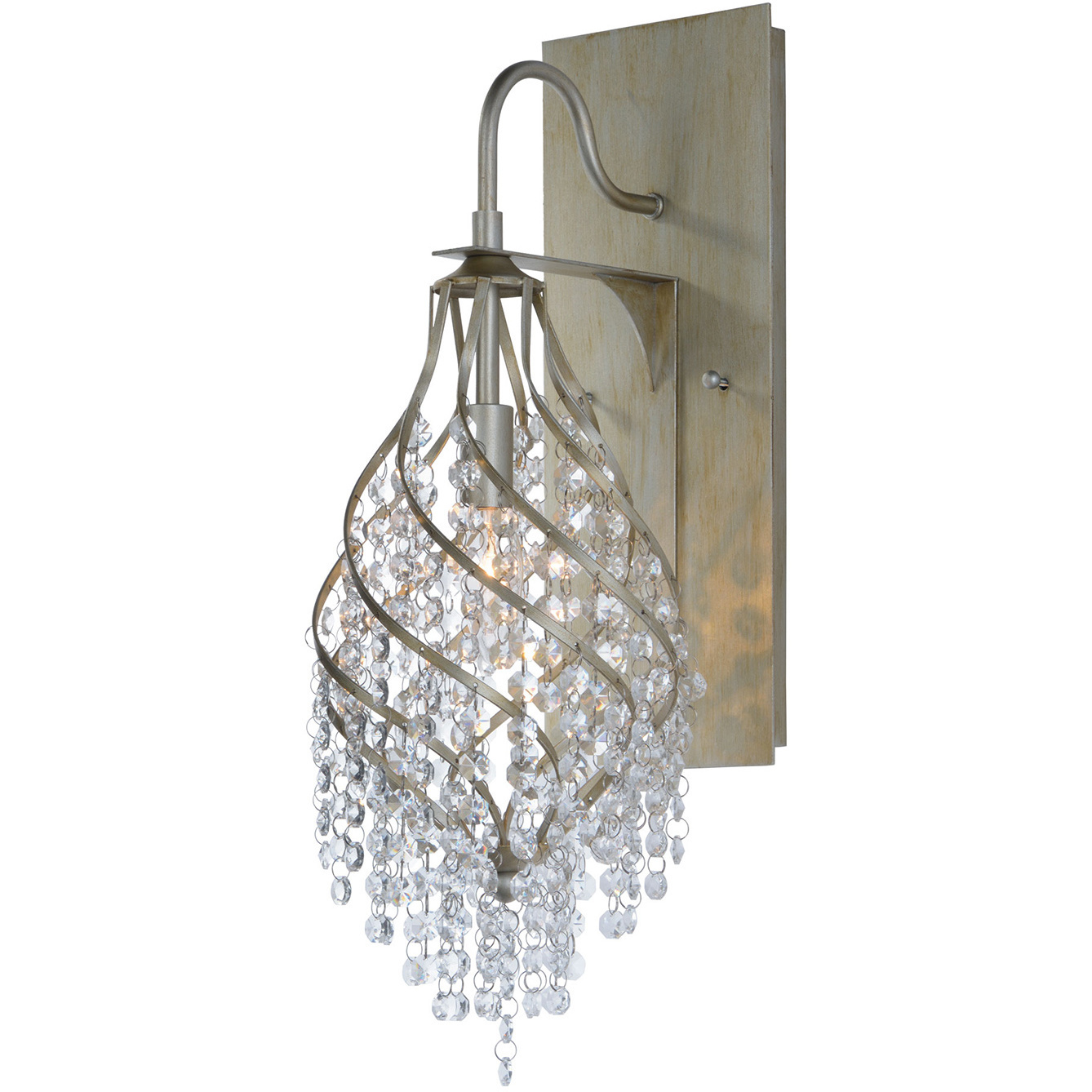 Twirl 1 Light 7.25 inch Golden Silver Wall Sconce Wall Light in Beveled Crystal
