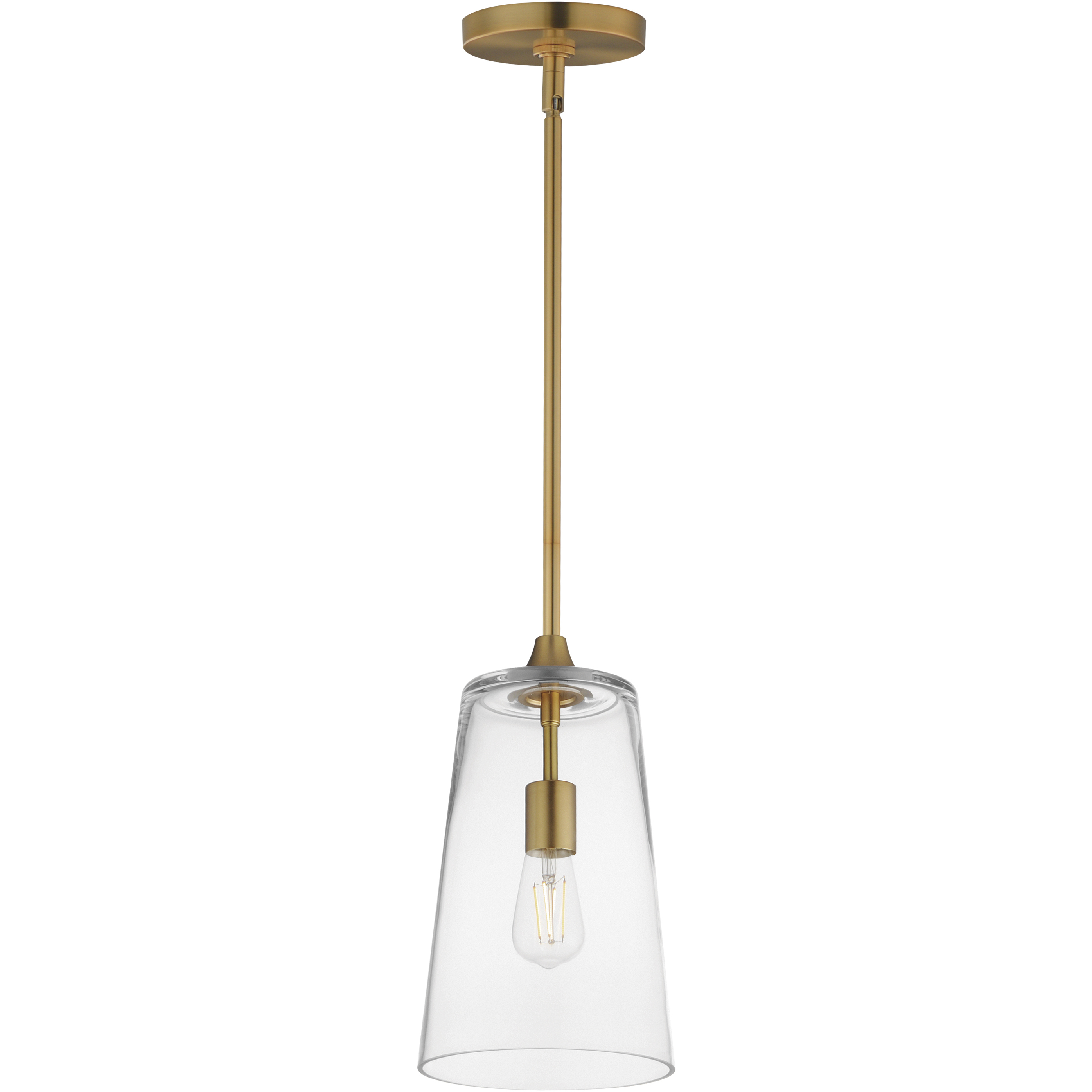 Hudson 1 Light 7.75 inch Natural Aged Brass Single Pendant Ceiling Light in Clear