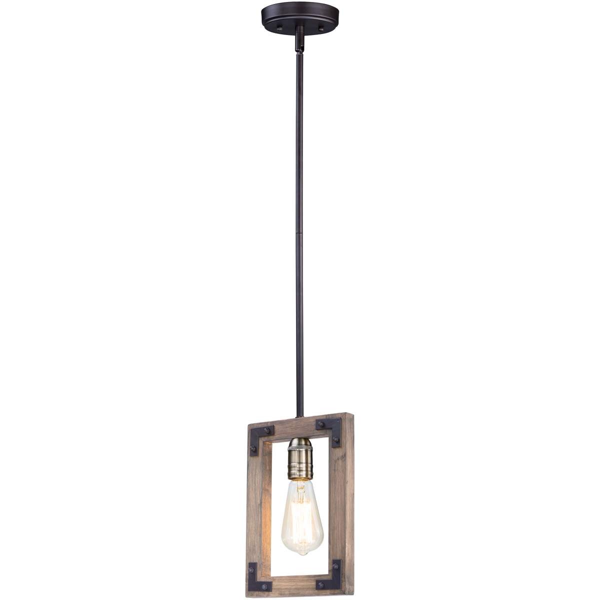 Lodge 1 Light 7 inch Weathered Oak/Bronze Mini Pendant Ceiling Light