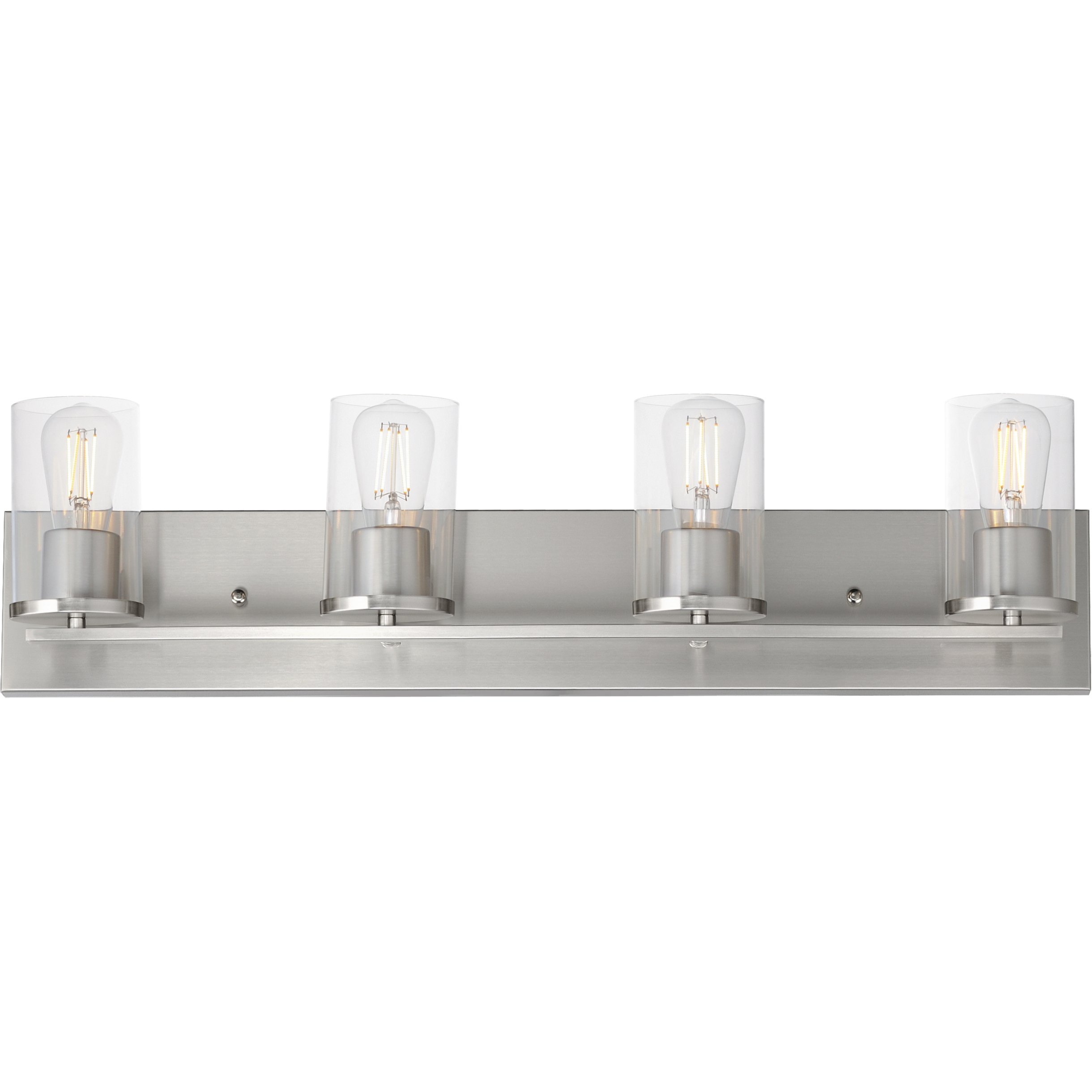 Lateral 4 Light 30 inch Satin Nickel Bath Vanity Wall Light in Clear