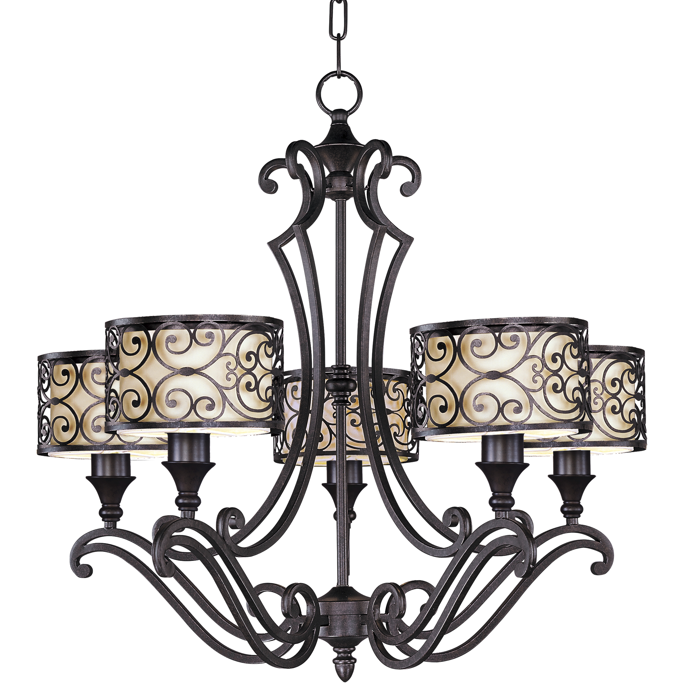 Mondrian 5 Light 28 inch Umber Bronze Single-Tier Chandelier Ceiling Light