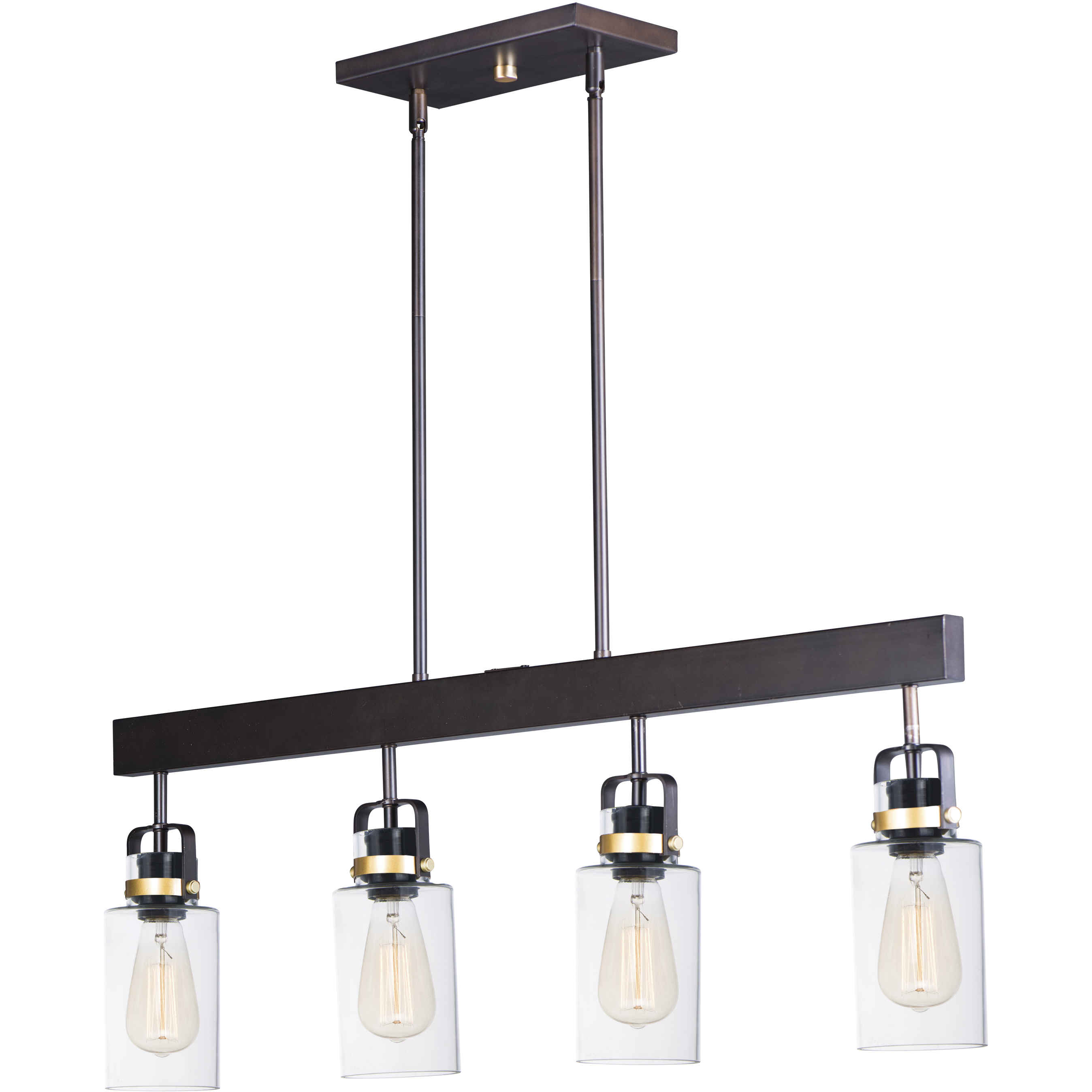 Magnolia 4 Light 36 inch Bronze and Gold Linear Pendant Ceiling Light