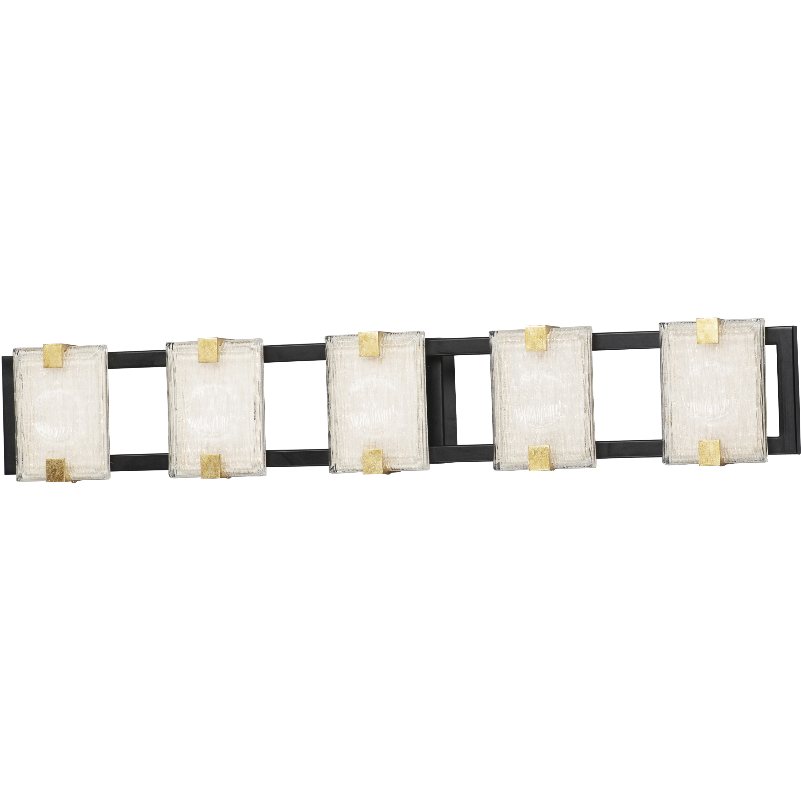 Radiant LED 34.5 inch Black and Gold Leaf Bath Vanity Wall Light