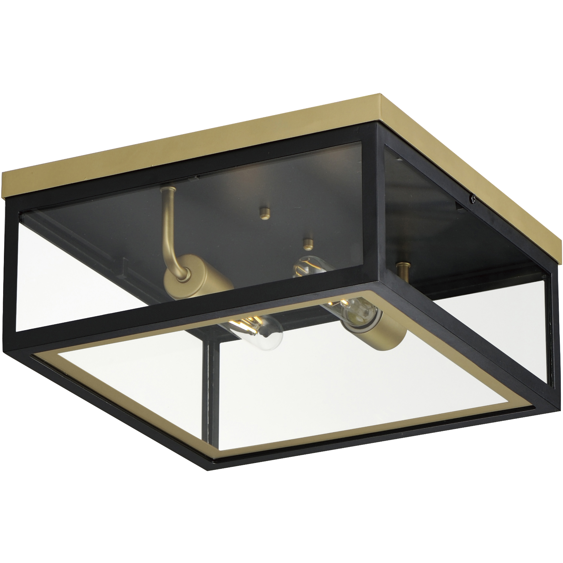 Neoclass 2 Light 13 inch Black and Gold Outdoor Flush Mount