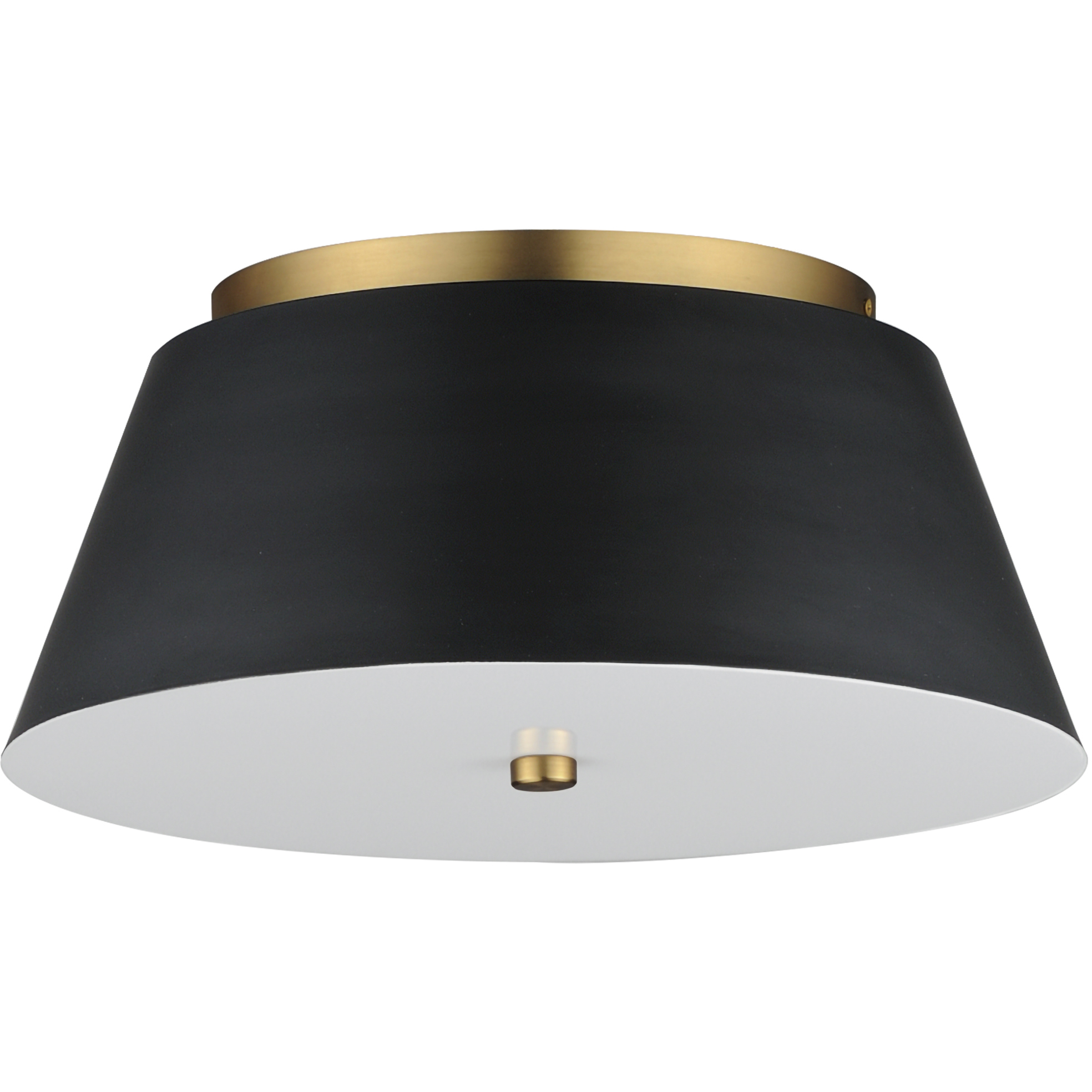 Miles LED 16 inch Black and Natural Aged Brass Flush Mount Ceiling Light