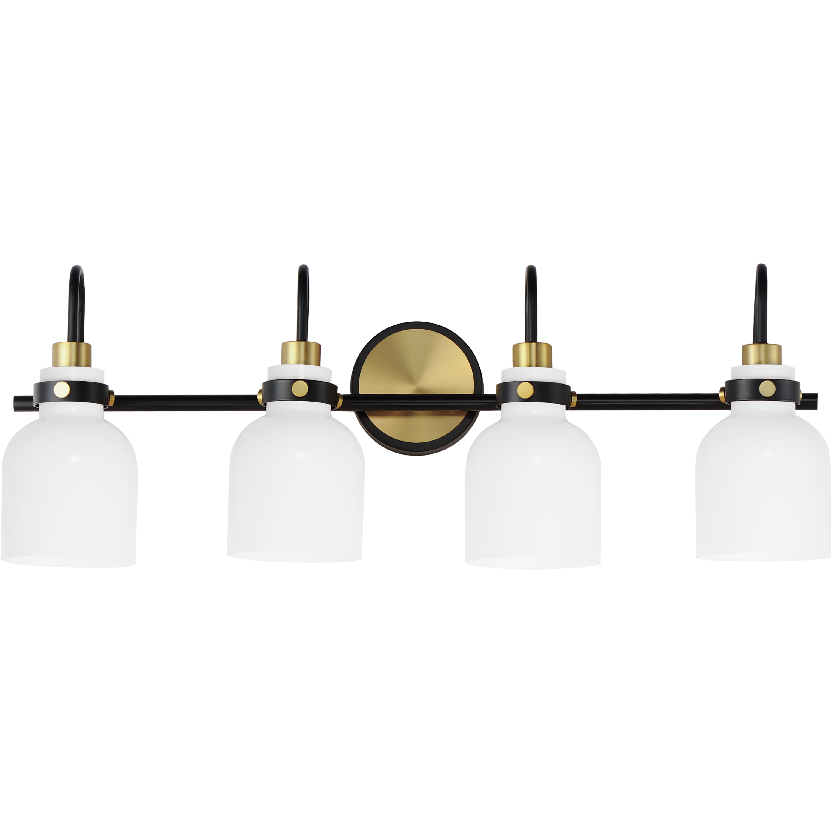 Milk 4 Light 30.5 inch Satin Brass Bath Vanity Wall Light in Black and Satin Brass
