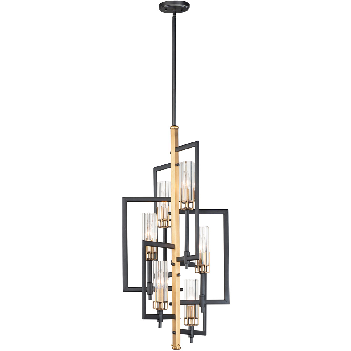 Maxim 16116CLBKAB Flambeau 6 Light 14 inch Black/Antique