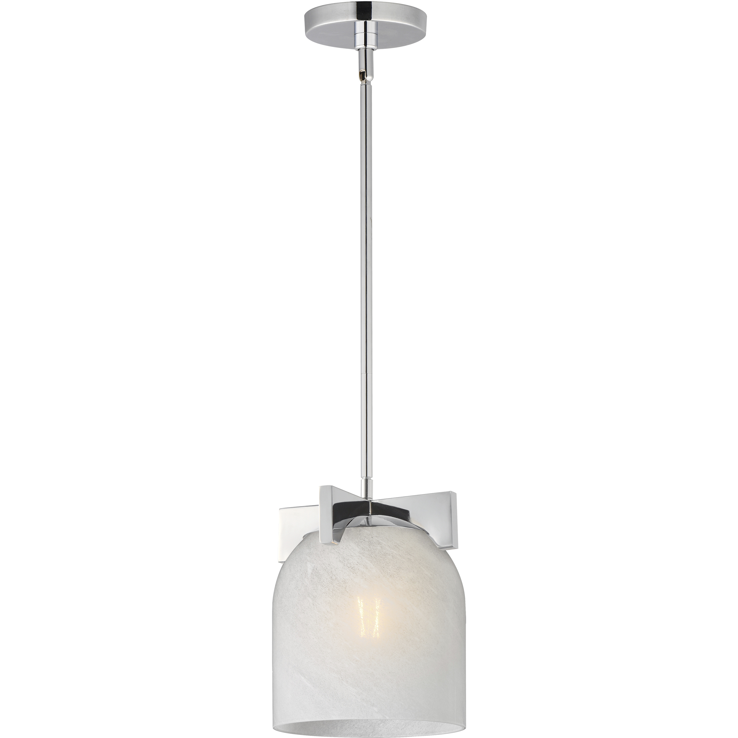 Scoop 1 Light 8 inch Polished Chrome Single Pendant Ceiling Light in Marble