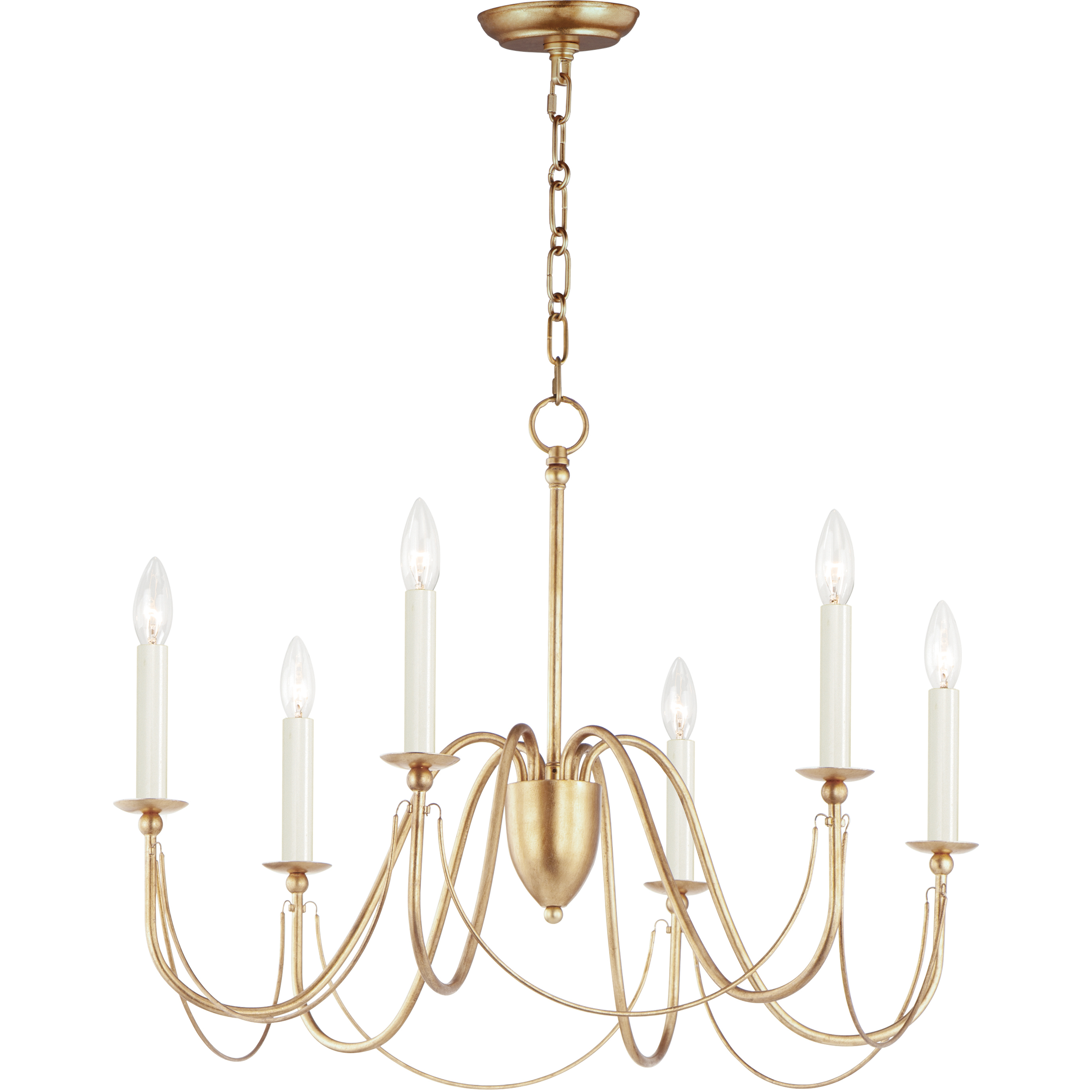 Plumette 6 Light 28 inch Gold Leaf Chandelier Ceiling Light