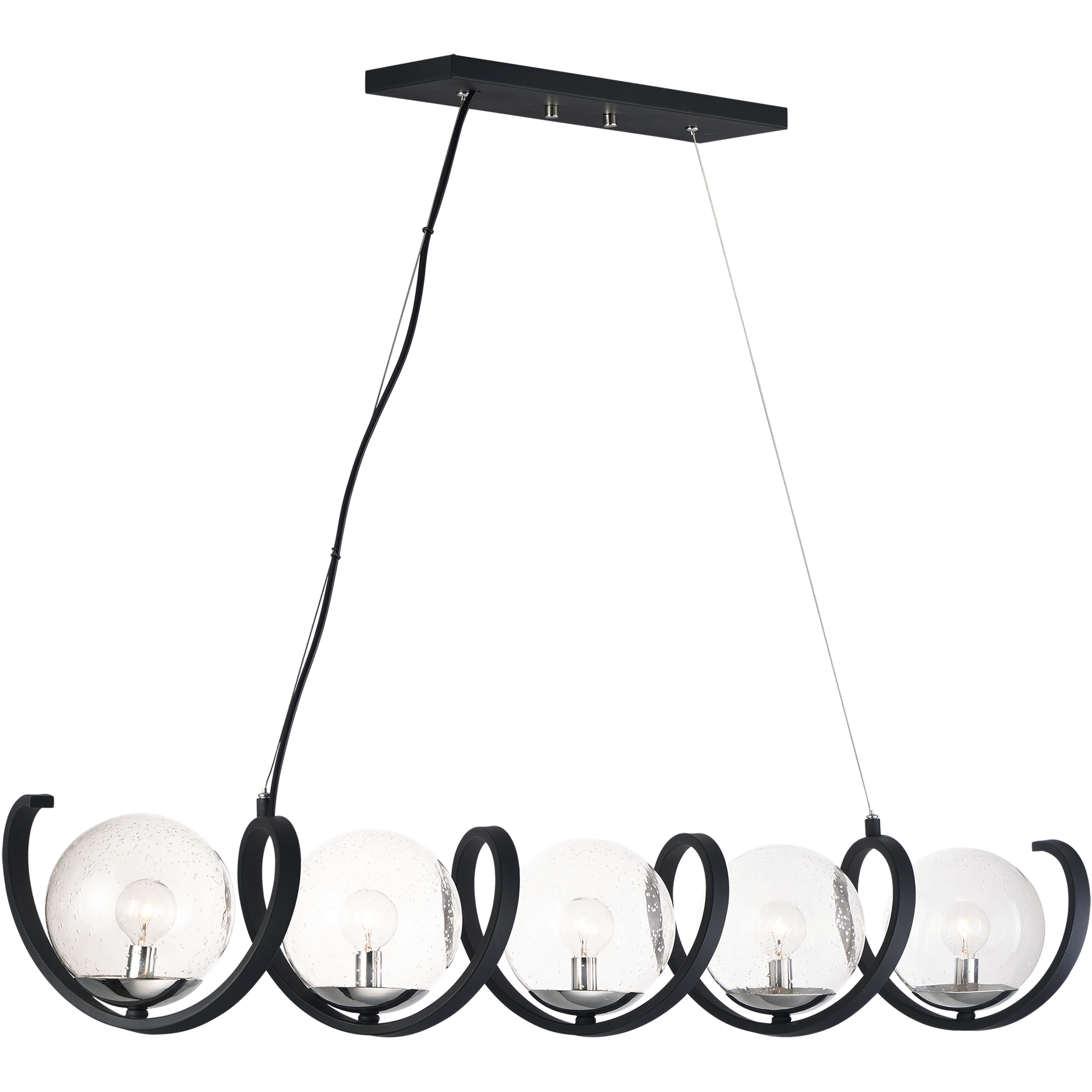 Curlicue 5 Light 7 inch Black and Polished Nickel Multi-Light Pendant Ceiling Light