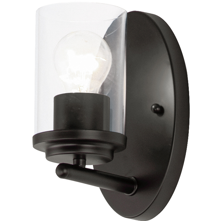 Corona 1 Light 4.5 inch Black Bath Vanity Wall Light in Clear