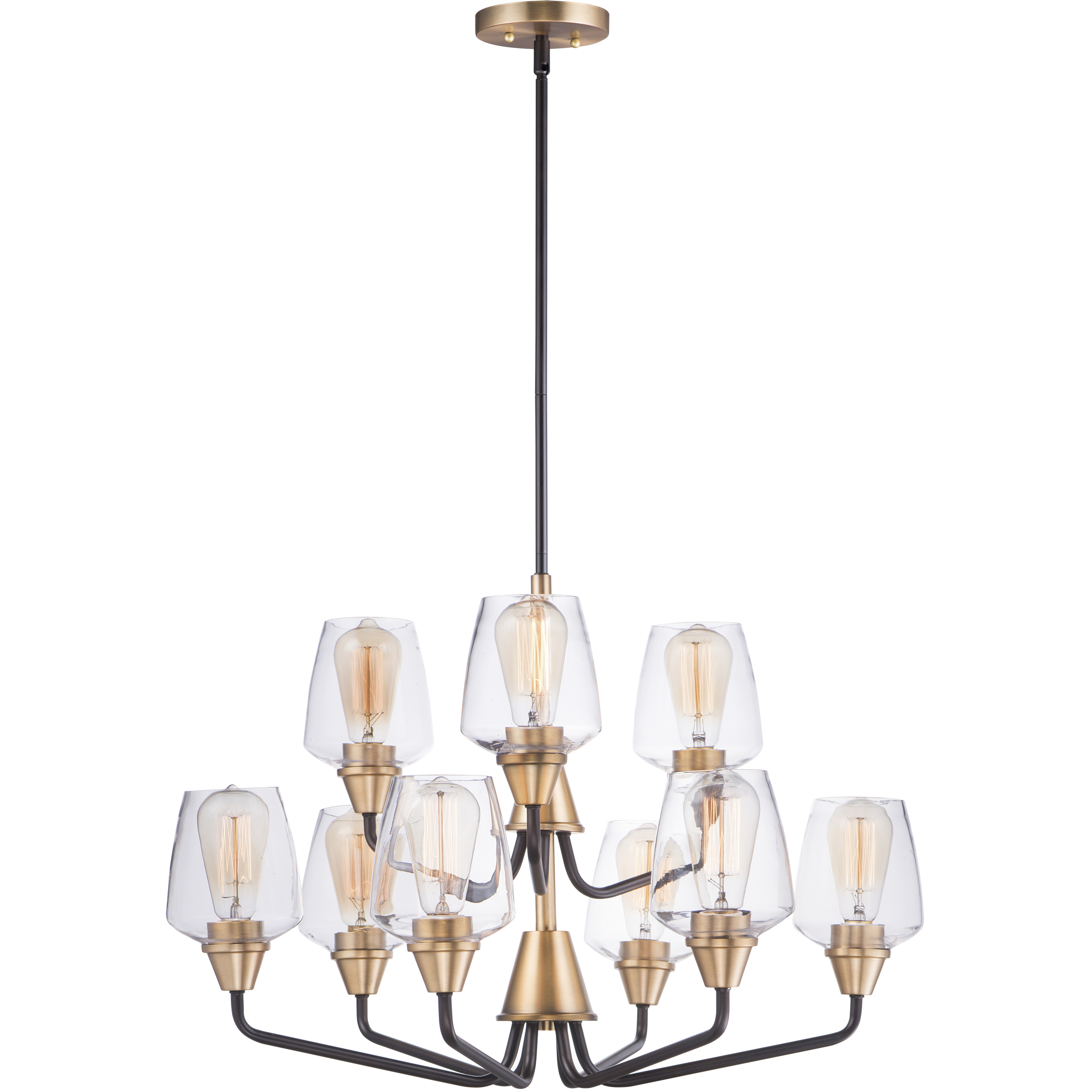 Goblet 9 Light 27 inch Bronze and Antique Brass Multi-Tier Chandelier Ceiling Light
