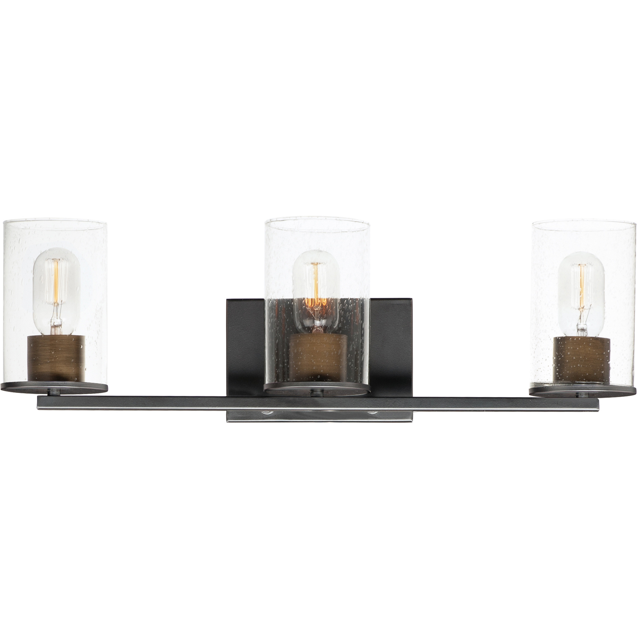 Sleek 3 Light 24 inch Antique Brass and Black Bath Vanity Wall Light