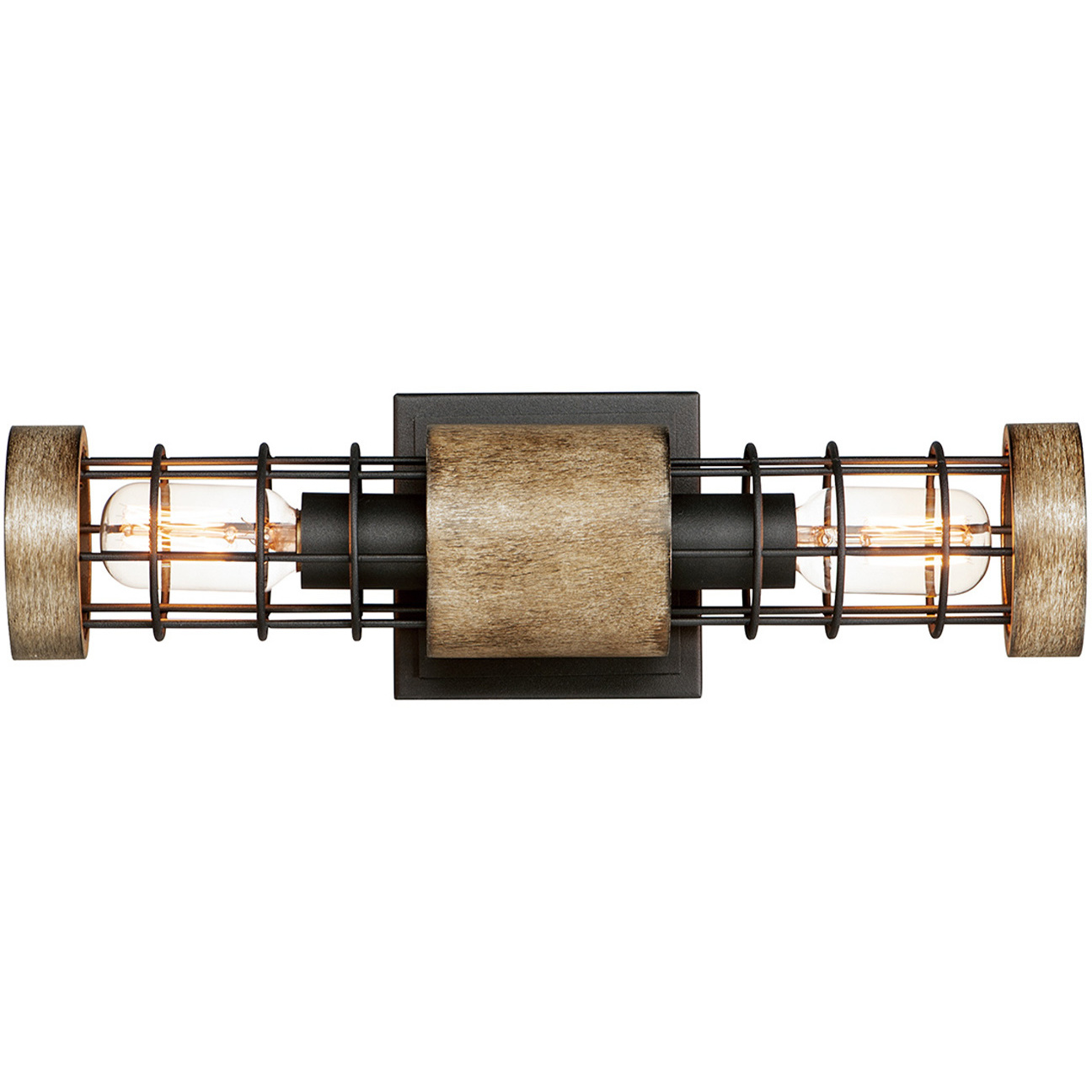 Homestead 2 Light Driftwood and Black Wall Sconce Wall Light
