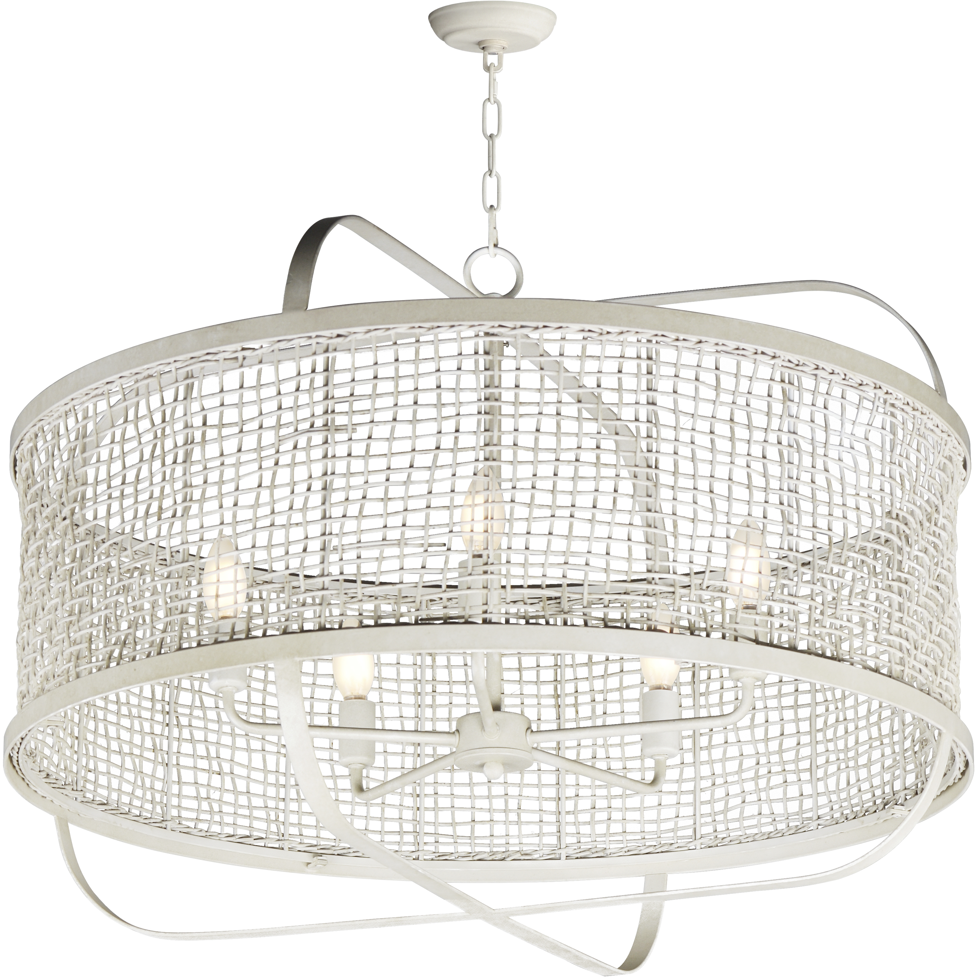 Cestino 5 Light 30 inch Weathered White Chandelier Ceiling Light