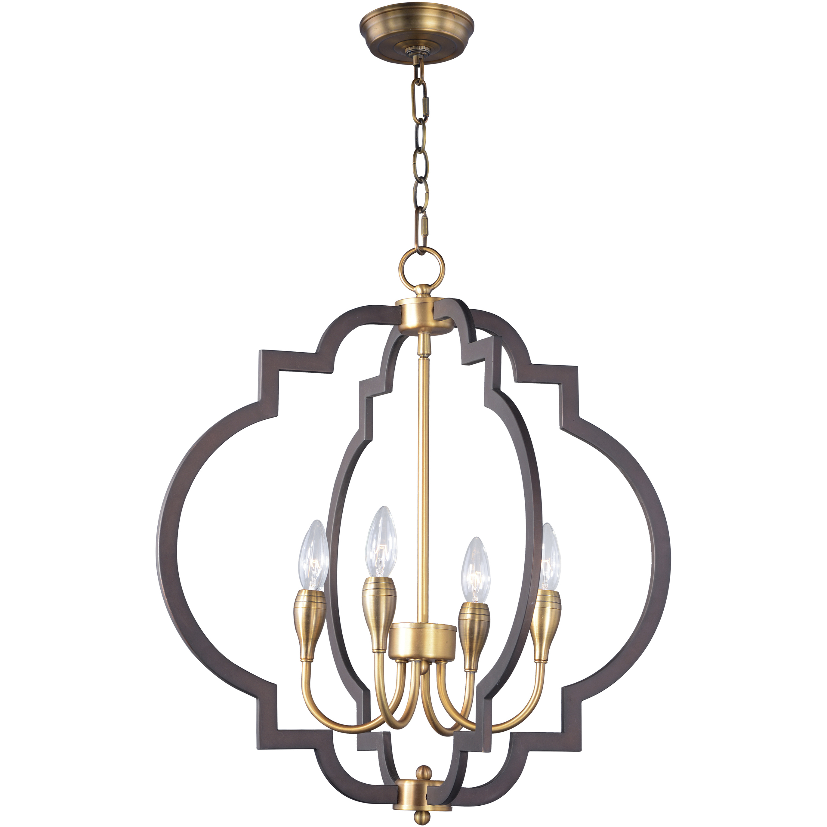 Crest 4 Light 22.25 inch Oil Rubbed Bronze and Antique Brass Chandelier Ceiling Light